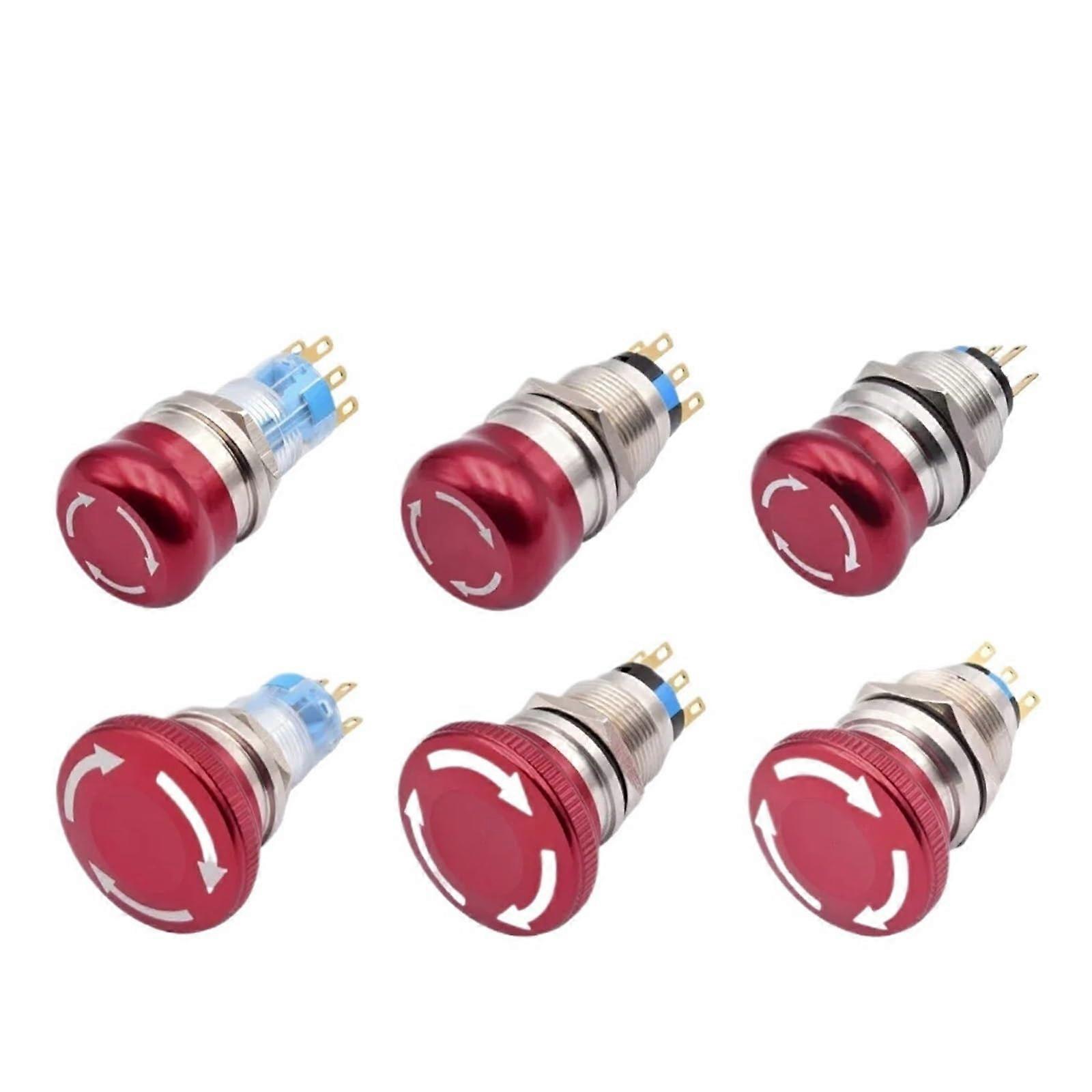 16mm 19mm 22mm Waterproof Stainless Steel E-Stop Push Button Switch Latching Mushroom Head Rotary Switch 3Pin