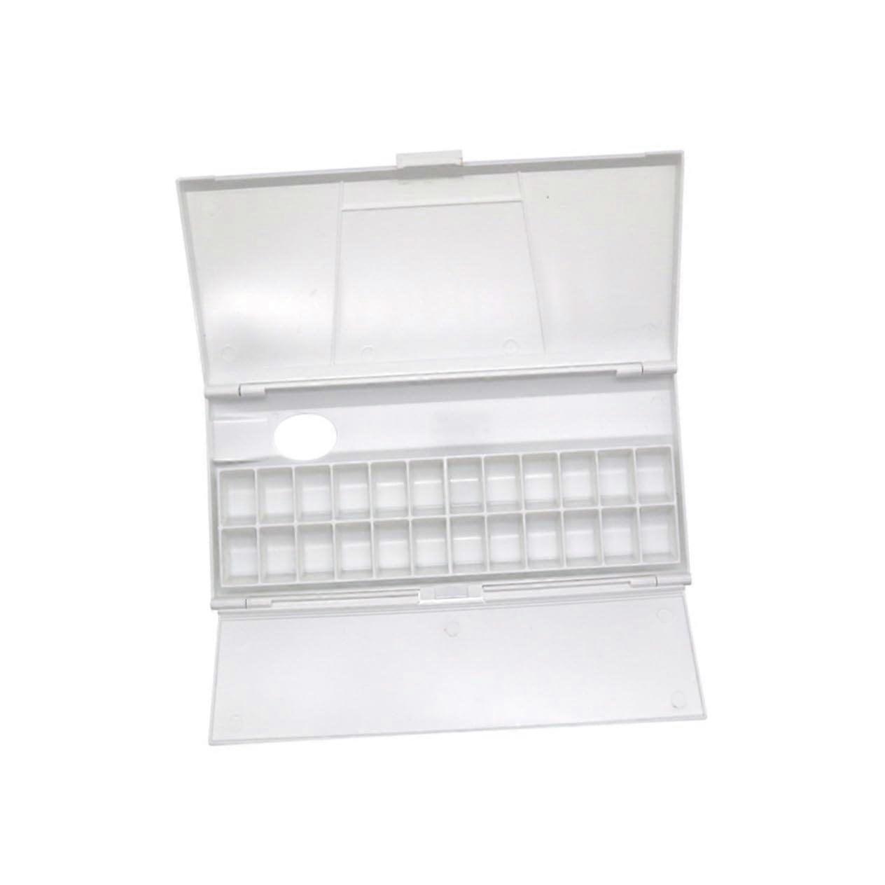 Watercolor Palette Box 24 Compartments Folding Mixing Tray Plastic for Artists and Students Easy Clean Smooth Surface