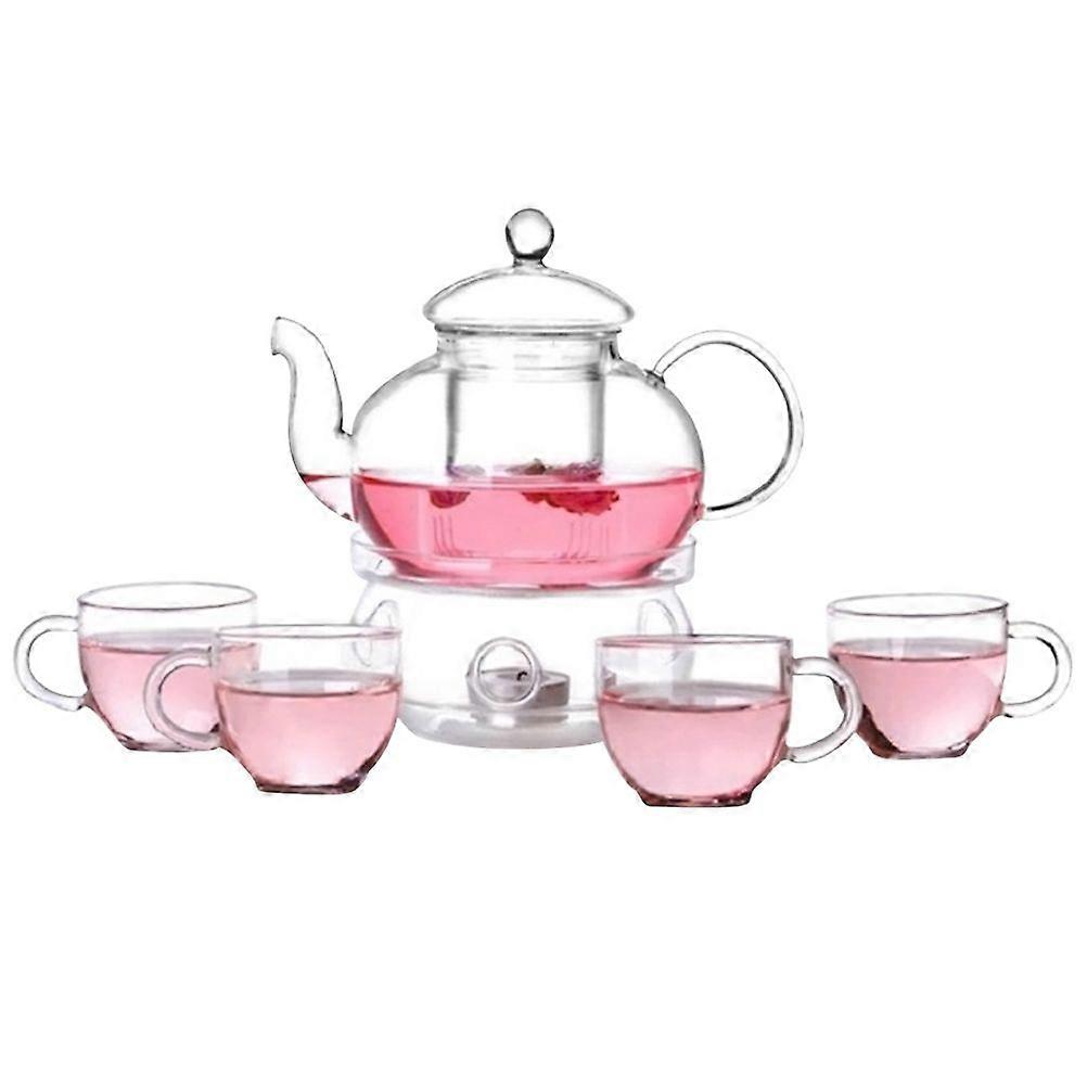 6 pcs Tea Set 1pc Tea Pot with 4pcs Cups and 1pc Warmth Teaware Flowers Tea Sets Kungfu Teaware