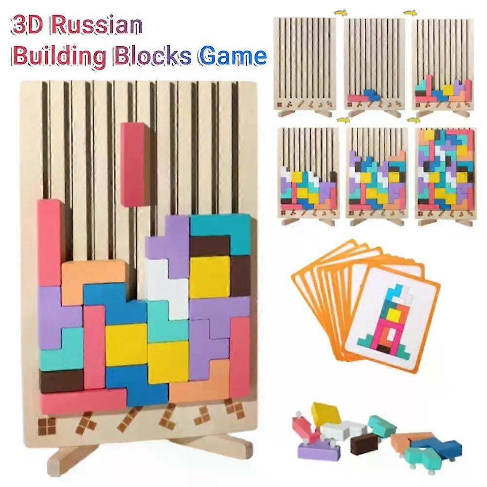 Giocattolo di legno Tetris puzzle Tangram Puzzle Bambini IQ Regalo Educativo Intellettuale