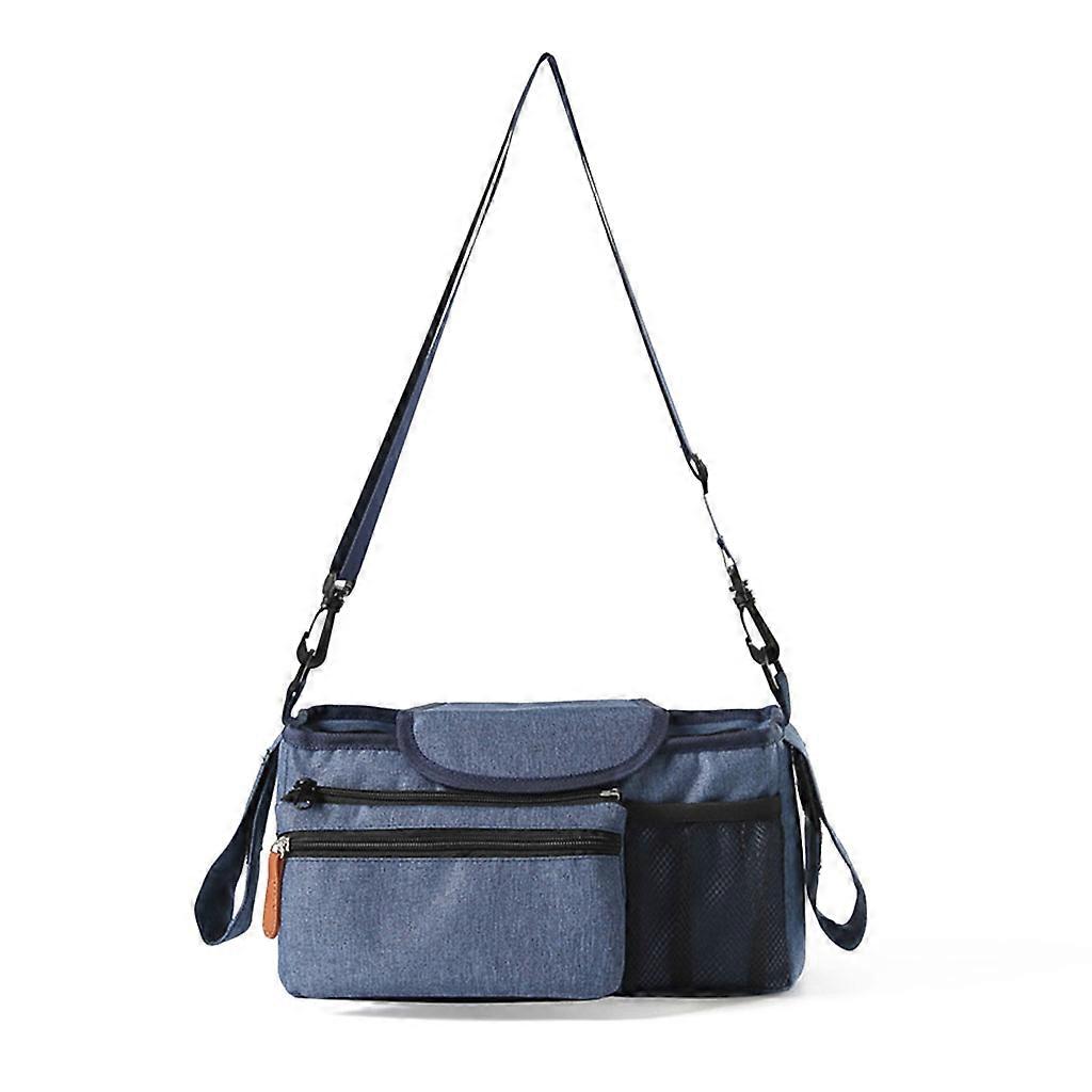 Baby Stroller Organizer Stroller Accessories Bag Large Space with Cup Holders Multiple Zipper Pockets for Bottle Phone Blue