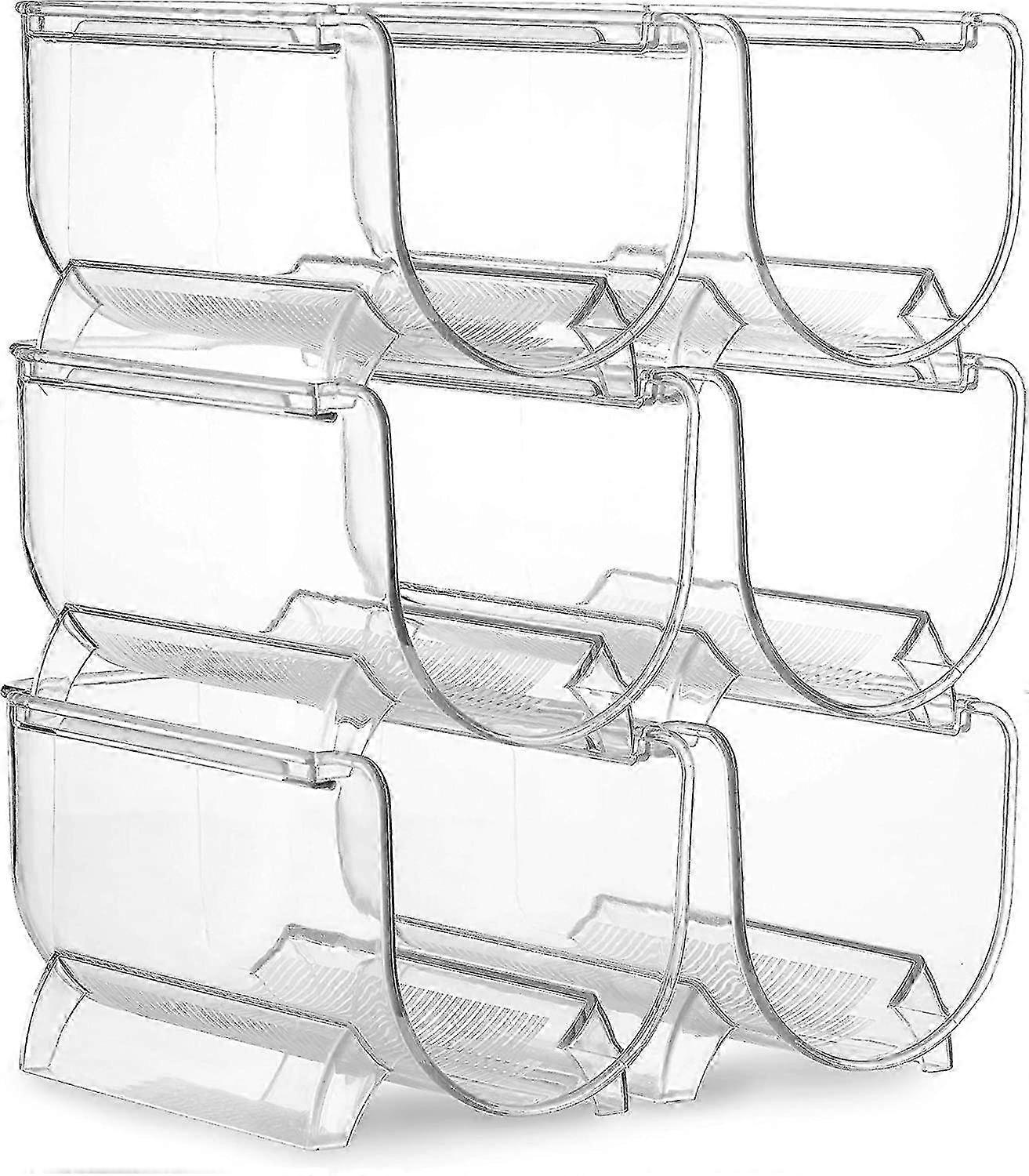6-Piece Stackable Wine & Water Bottle Organizer Set for Pantry, Kitchen, Fridge
