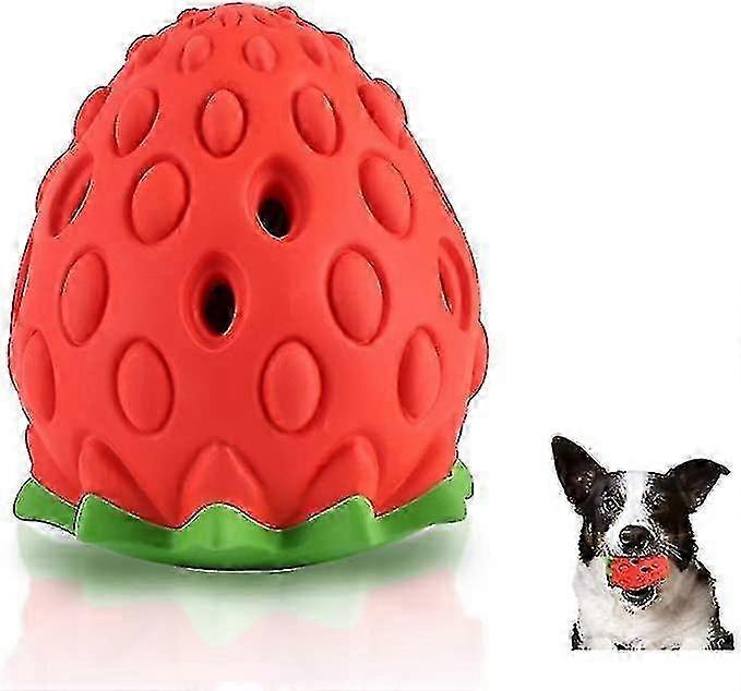 Interactive Strawberry Puzzle Ball Chew Toy for Dogs with Food Leakage