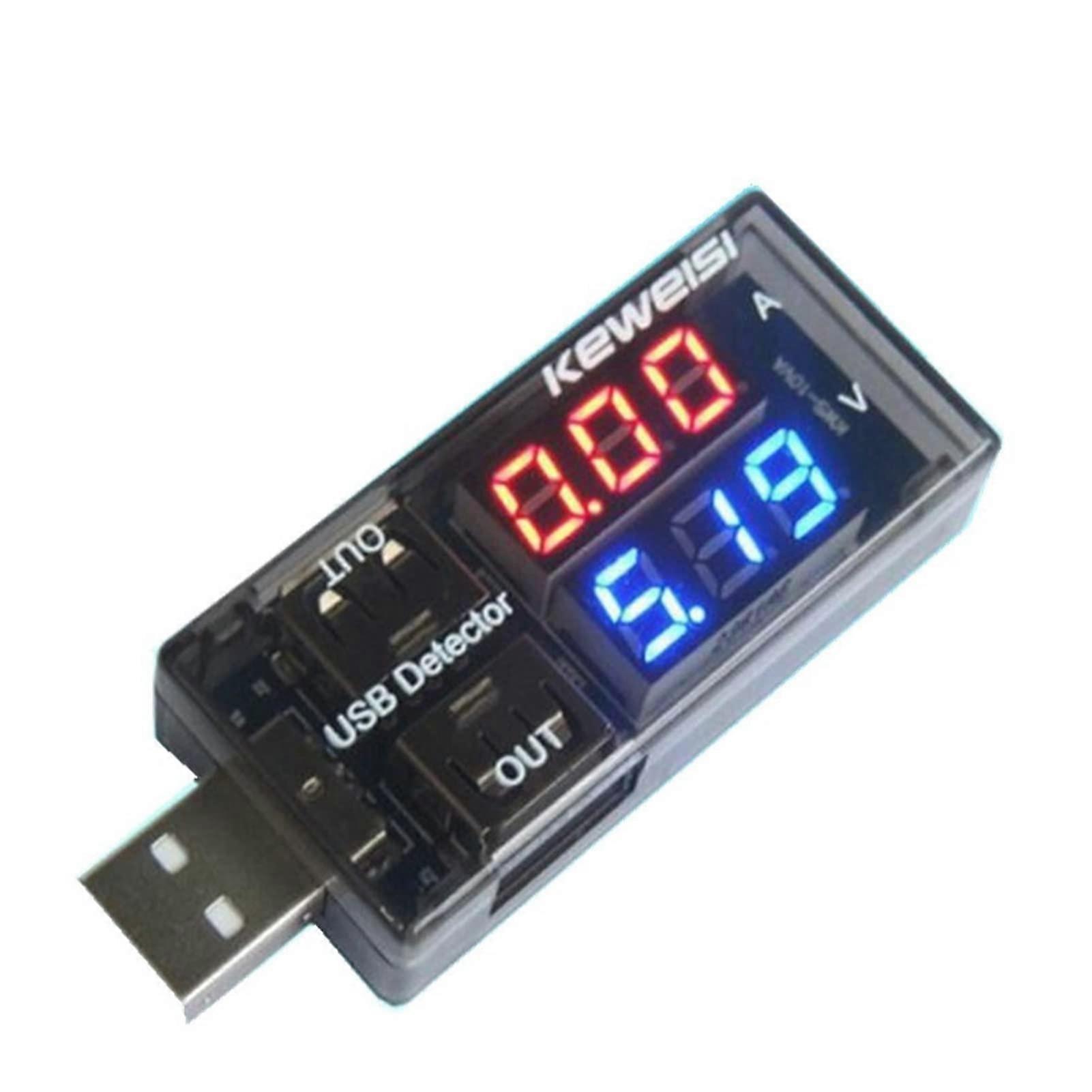 USB Cable Tester - Dual USB Voltage Current Meter, Red & Blue, for Charging and Battery Diagnostics, Portable Ammeter Voltmeter