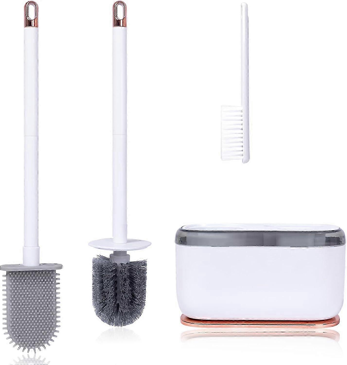 Multifunctional 3-in-1 Toilet Brush Set with Quick Drying Holder for Deep Cleaning, All-Round Toilet Brush Suitable for Various Brands Ideal