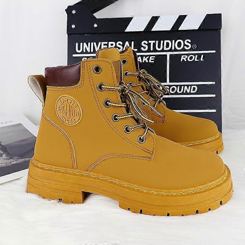 New Autumn and Winter Platform Ankle Boots Yellow Boots Single Boots