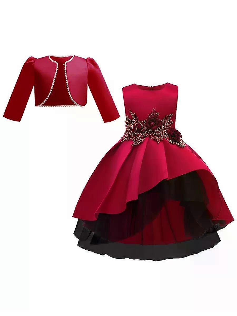 Boncuklu Ceketli Kız Çocuk İşlemeli Yelek Elbise