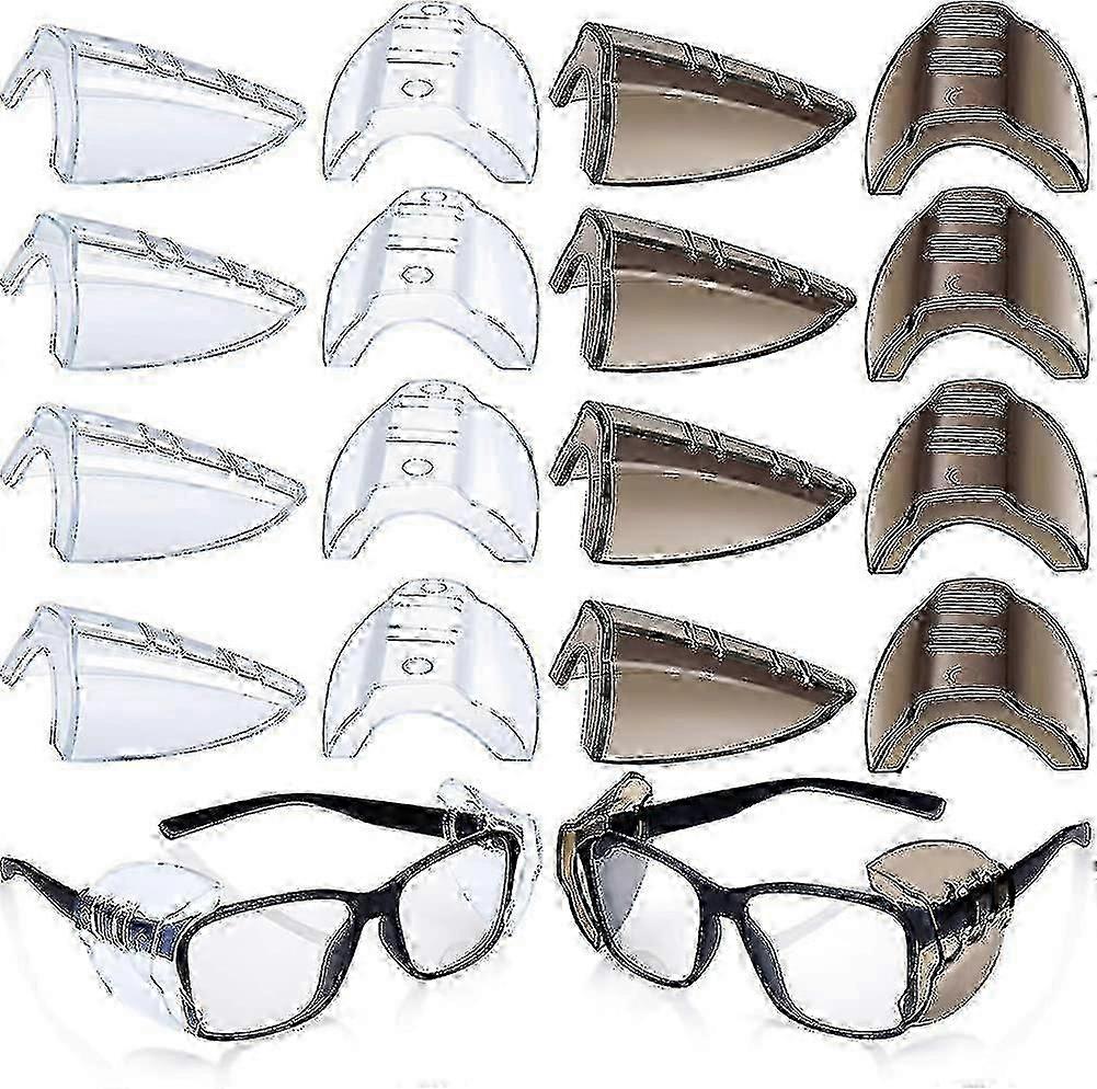 8 Pairs Safety Eye Glasses Side Protection Slip Clear Flexible Slip Shield