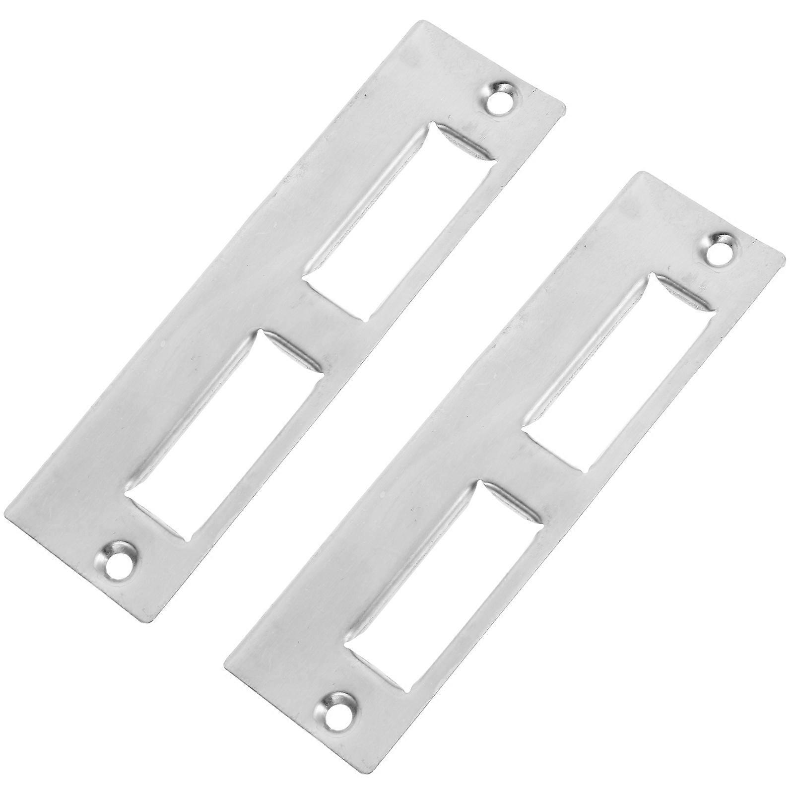 Door Strike Plate 2Sets Silver Durable Iron Build for Home Installation