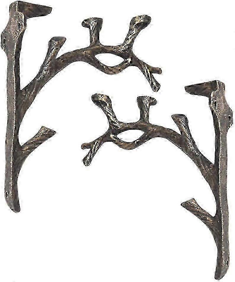 Vintage Cast Iron Shelf Brackets (2pcs) - Triangle Branch Wall Mounted for Square Shelves