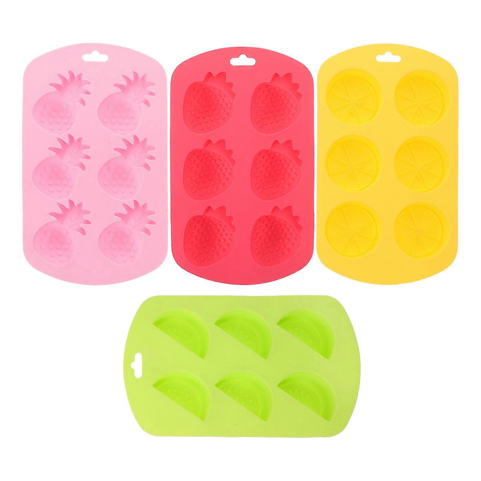 4pcs Fruit Shaped Silicone Molds for Fondant, Chocolate, Candy, and Soap Making – 3D Baking Molds for Chocolates, Jellies, and Sugar Crafts