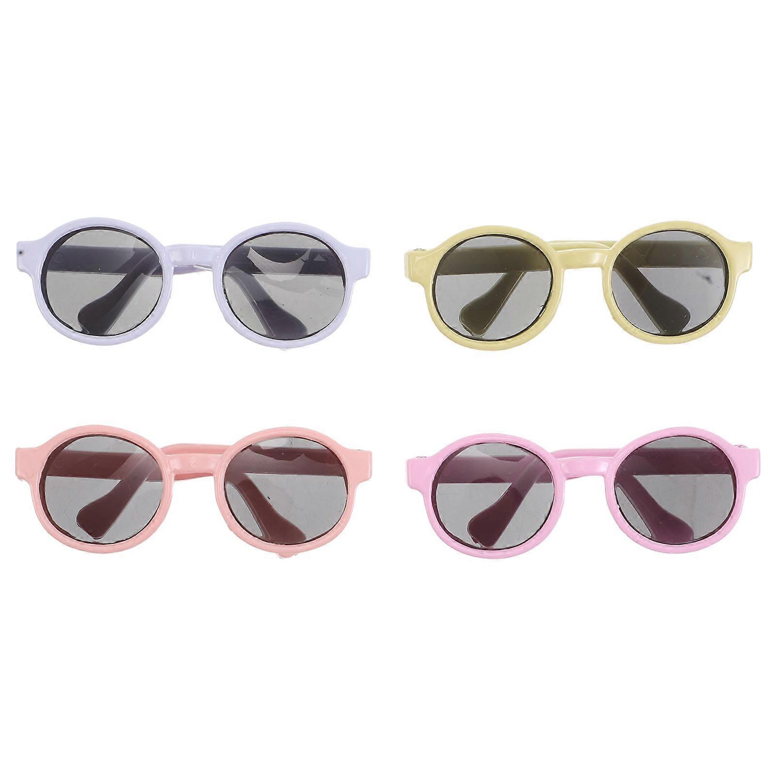 4pcs Macaron Colored Eyewear for Dollhouse Crafts – Lightweight Designer Accessories for Role Play & Imaginative Dress Up Scenarios