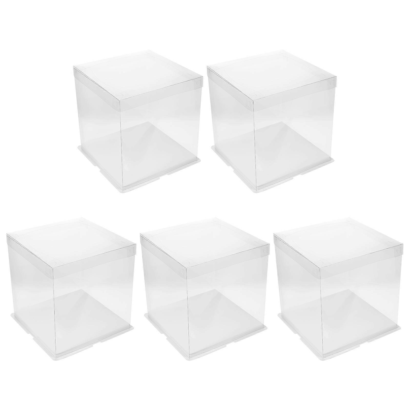 Plastic Cake Boxes Transparent Cover Storage Solution For Tea Rooms Birthday Events 5Set
