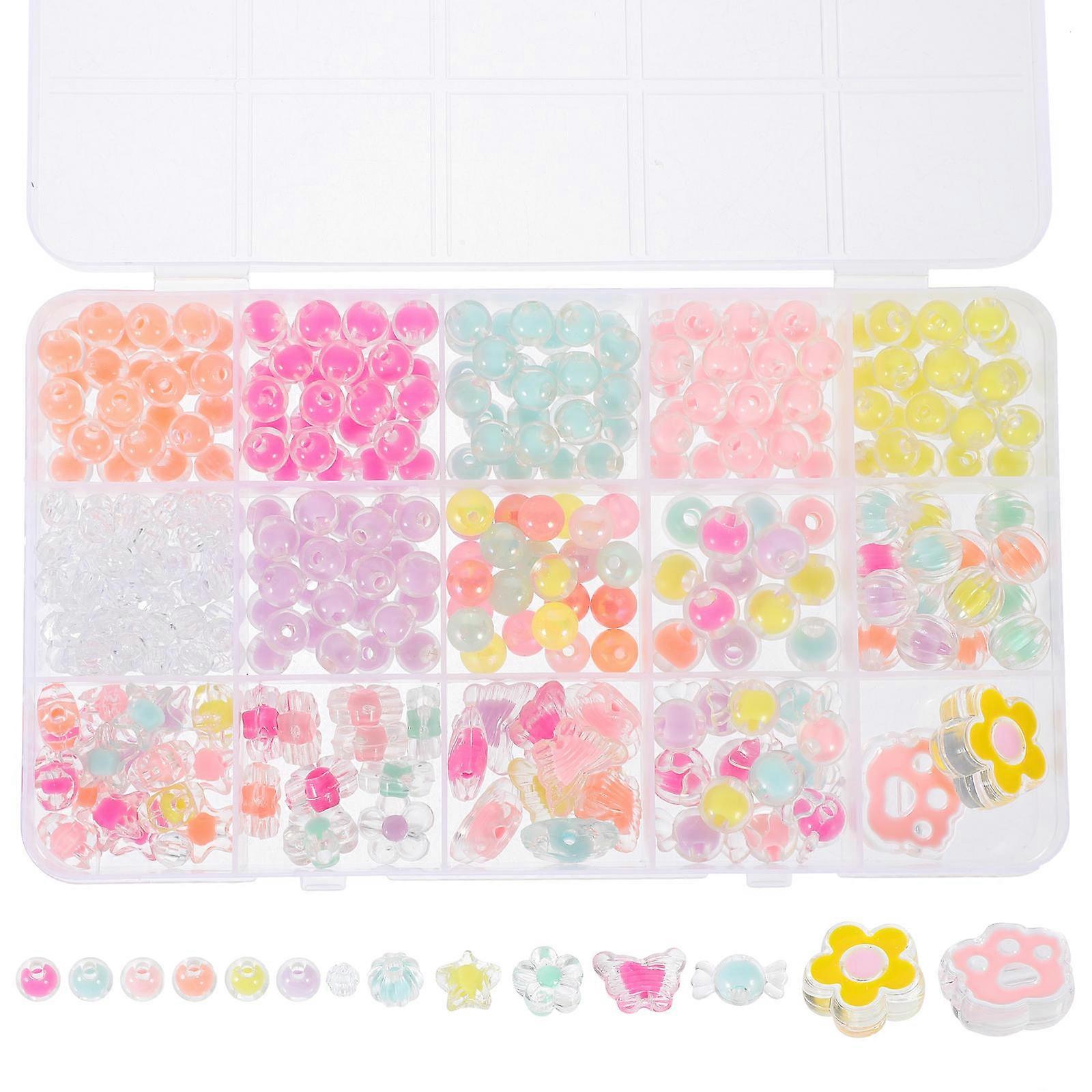 Aesthetic Beads Acrylic Bracelet Making Beads Assorted Color Smooth Surface For Children And Diy Projects 1 Set