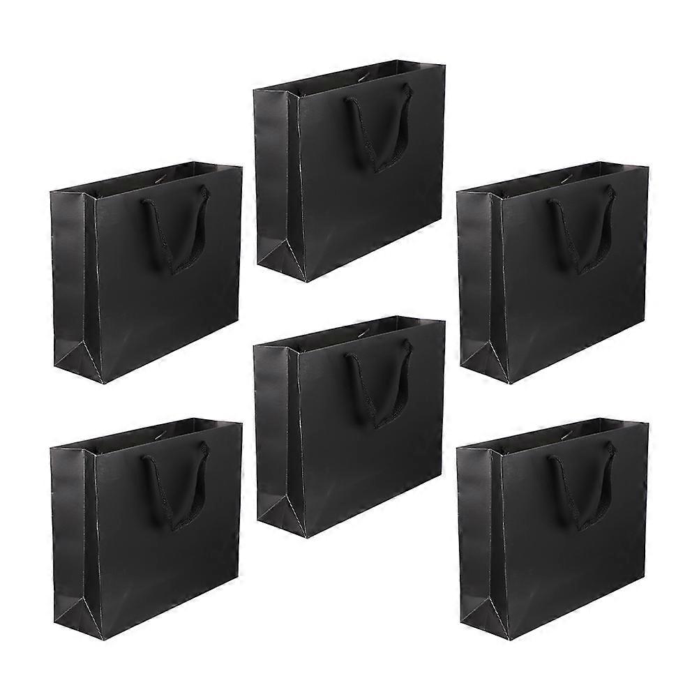 6pcs Black Paper Bags with Handles – Durable Party Favors for Birthdays, Weddings, Holidays & Celebrations – Easy Carrying & Stylish Wrapping Design