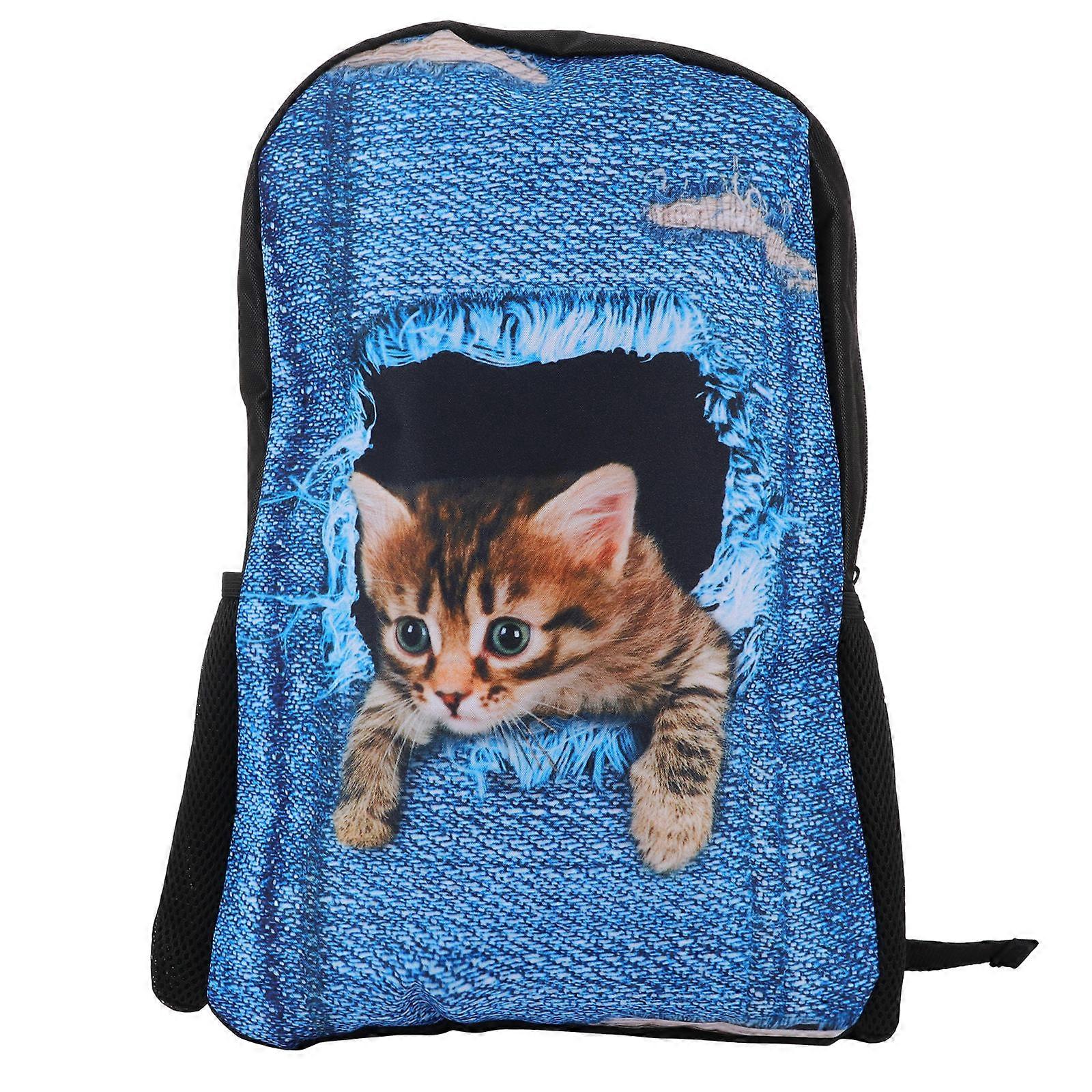 Cute Animal Print Backpack with Shoulder Straps, Large Capacity Travel Bag for School and Shopping, Cartoon Design for Boys