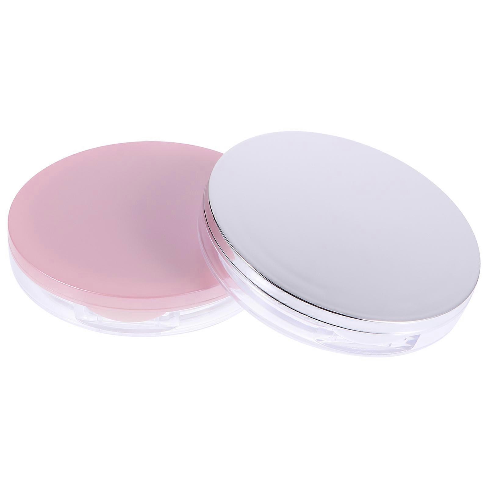 Compact Powder Box Portable Empty Loose Powder Case Square Shape For Women 2Set