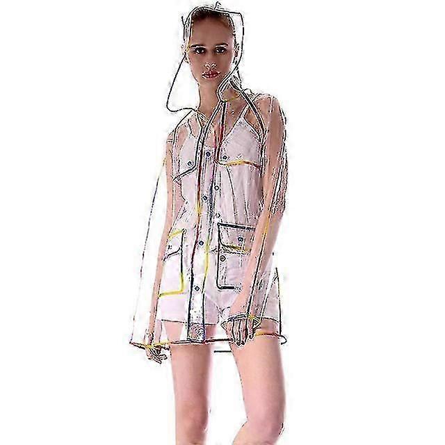 Eva Impermeabile Trasparente Per Rainwear Con Cappuccio Trasparente - Nero