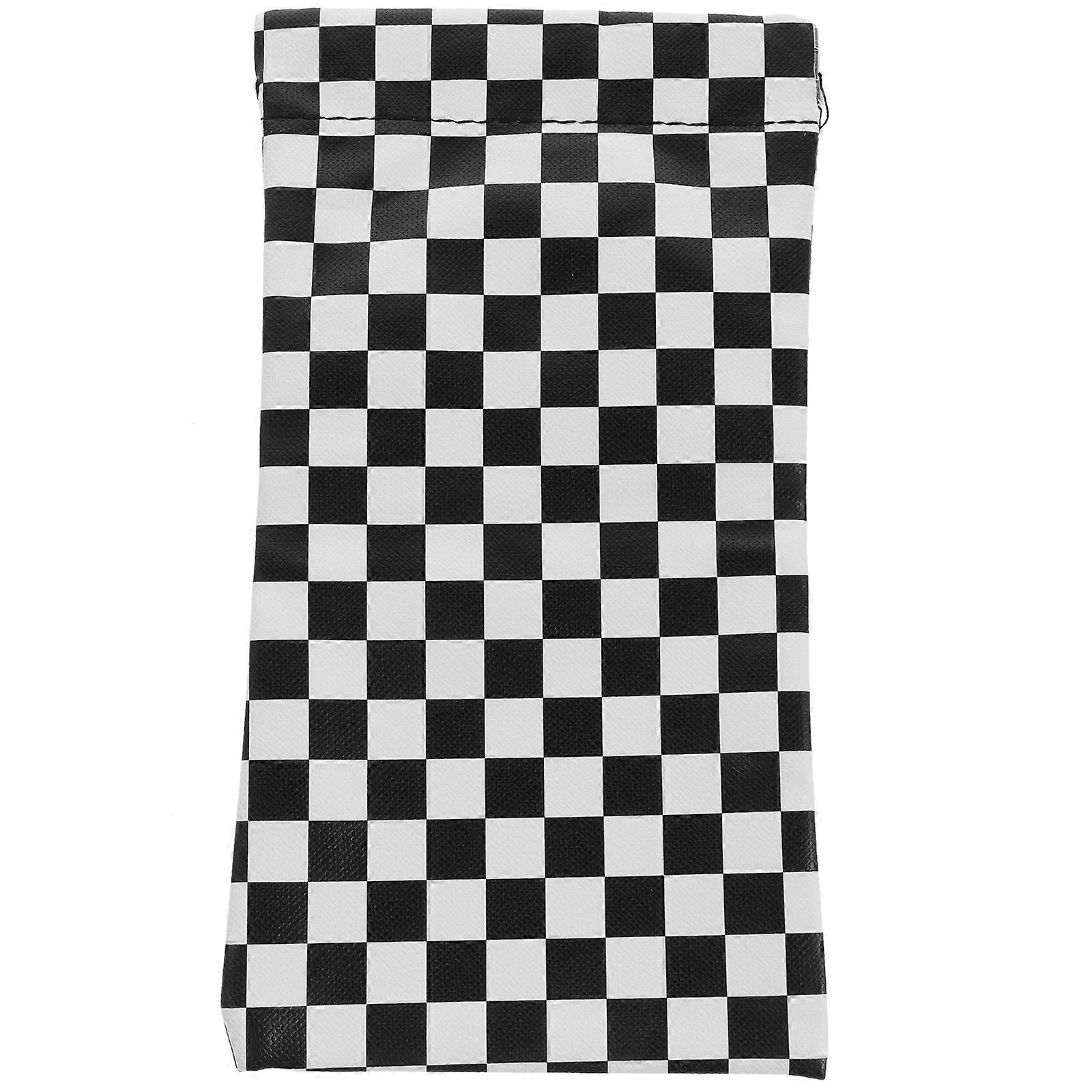 Here's a well structured product description and key features for the **Portable Black White Plaid Eyeglasses Storage Bag**:

 

### **Product