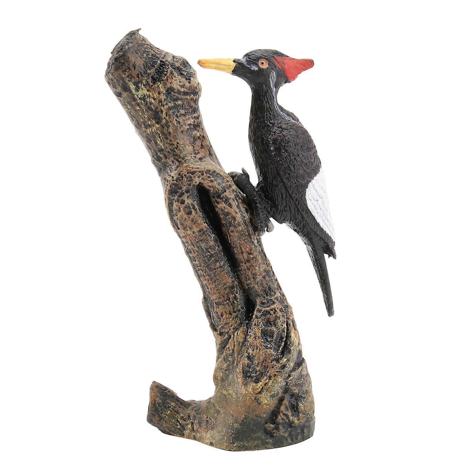 Lifelike Bird Statue Simulation Bird Toy Model Woodpecker Shape Decoration 1Set