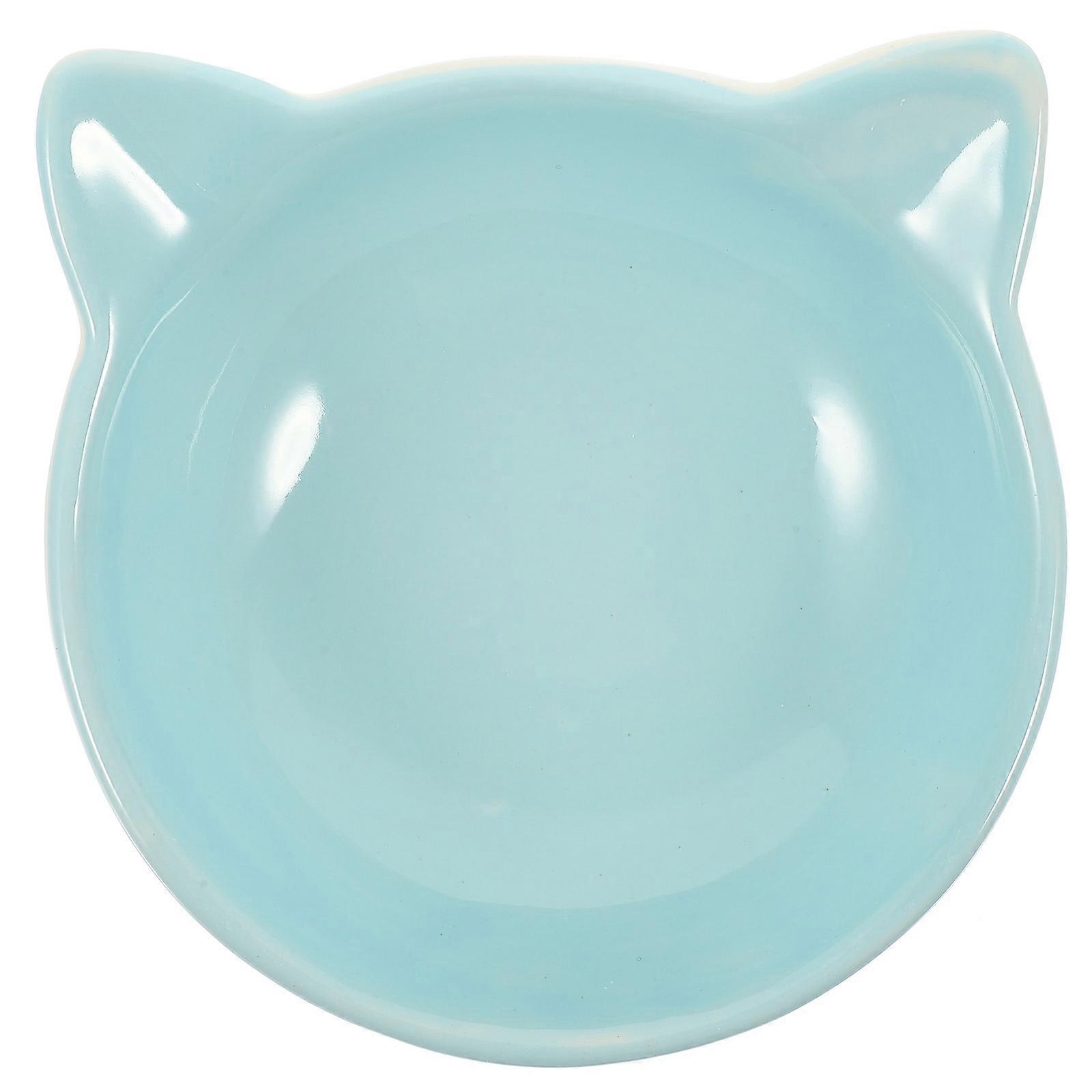 Ceramic Reusable Cat Bowl with Tilted Design, Water Bowl Included, Indoor Use, Cat Ear Shape
