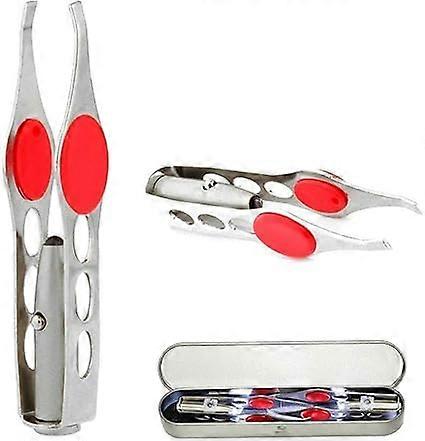 2-piece LED eyebrow tweezers with illuminated tweezers for