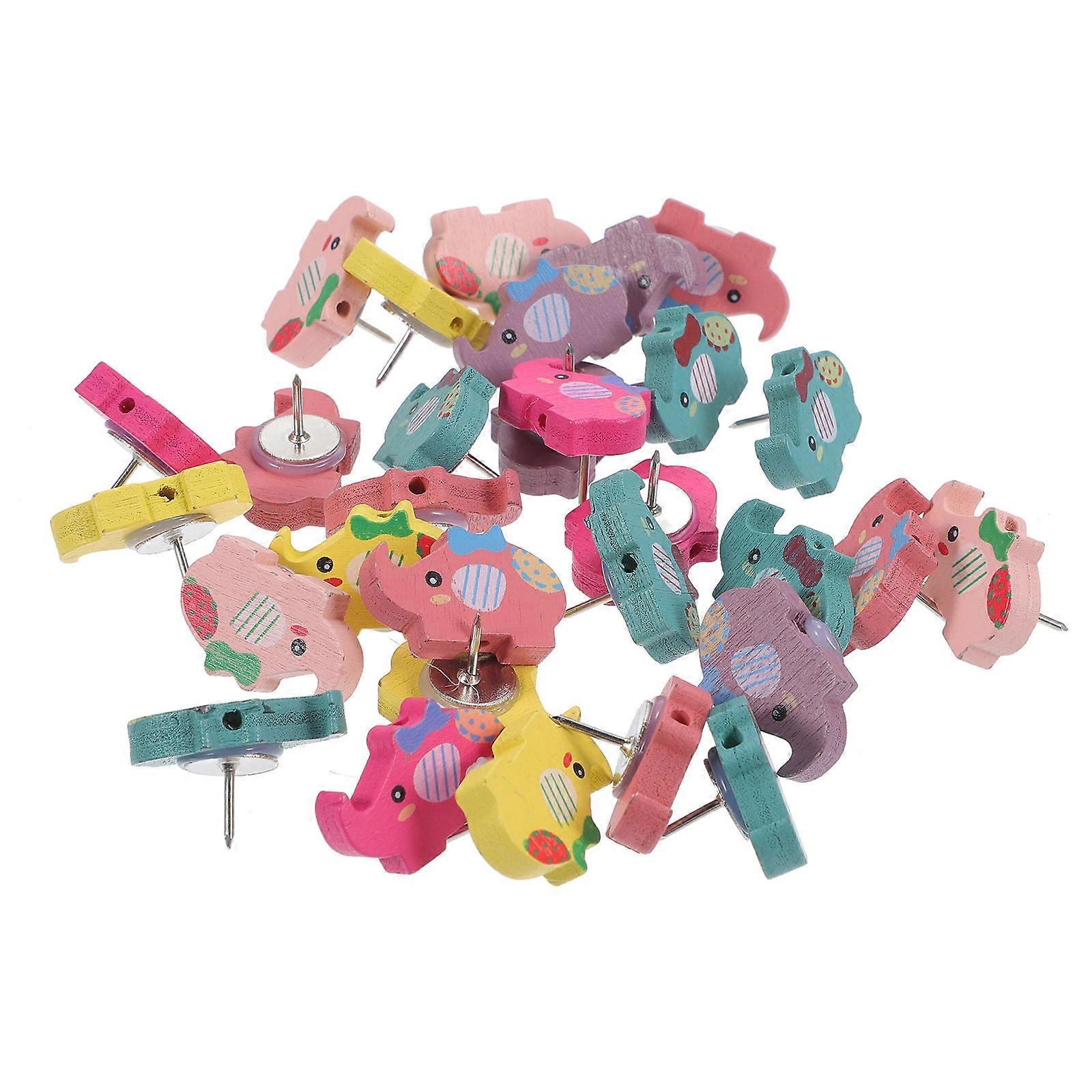 20PCS Cute Elephant Push Pins Wooden Thumbtacks Decorative for Cork Board Office Party Bulletin Board Notes