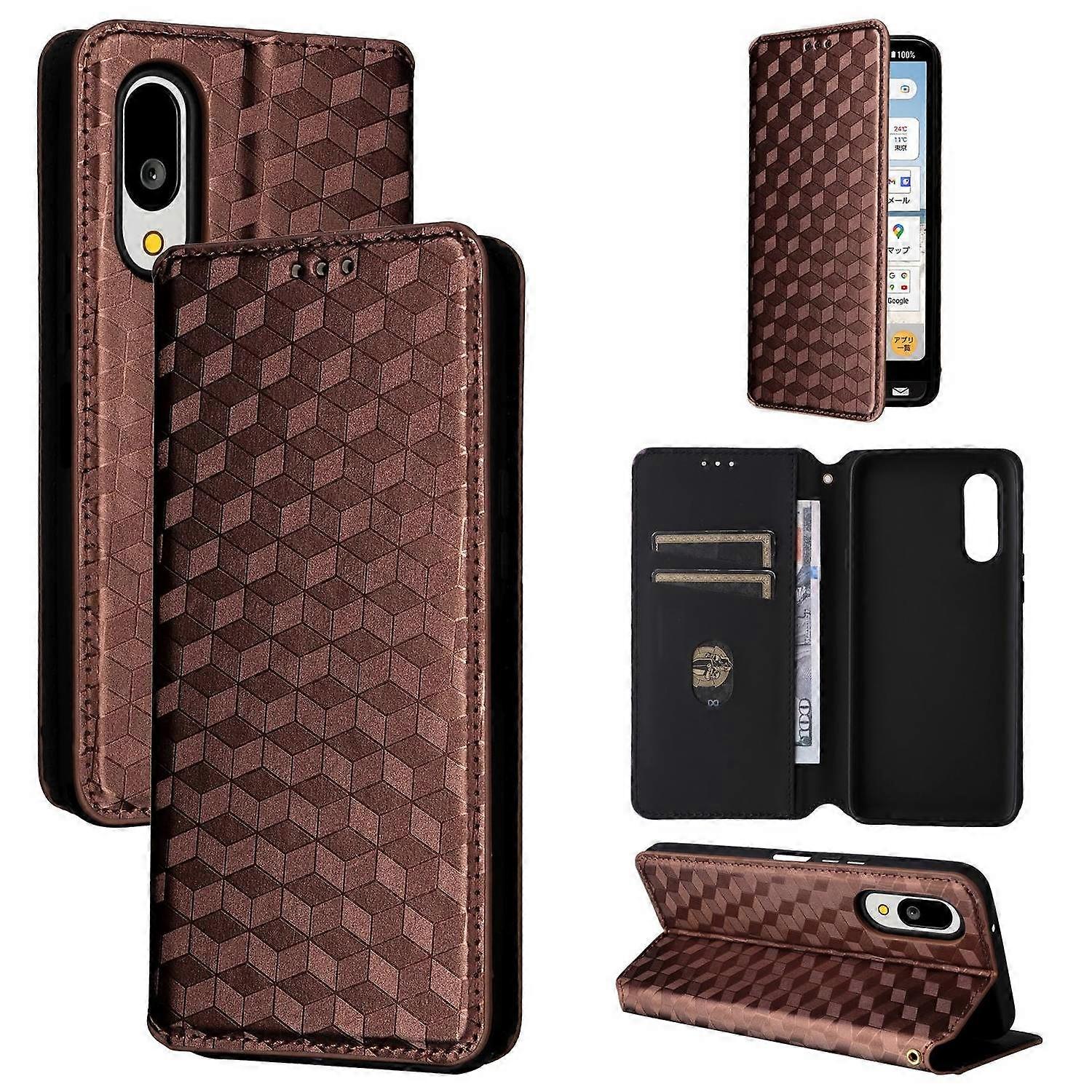 Cubic Grid Leather Case For Sharp Basio Active3