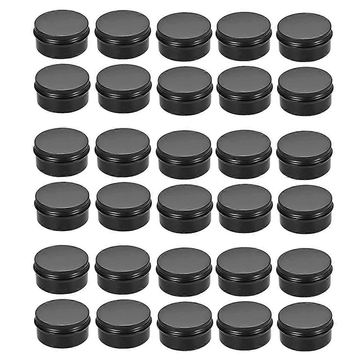 30Packs Empty Jars 80Ml Black Round Aluminum Tin Cans Screw Top Metal Steel Tins Lip Balm Tins Box C