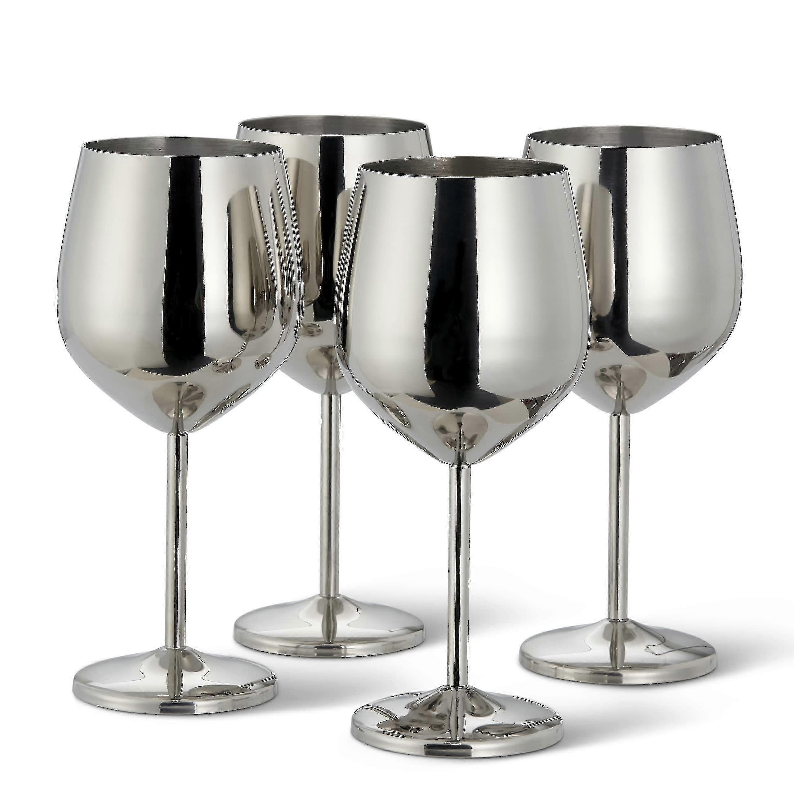 Elegant Stainless Steel Wine Glasses Silver - Robust & Unbreakable