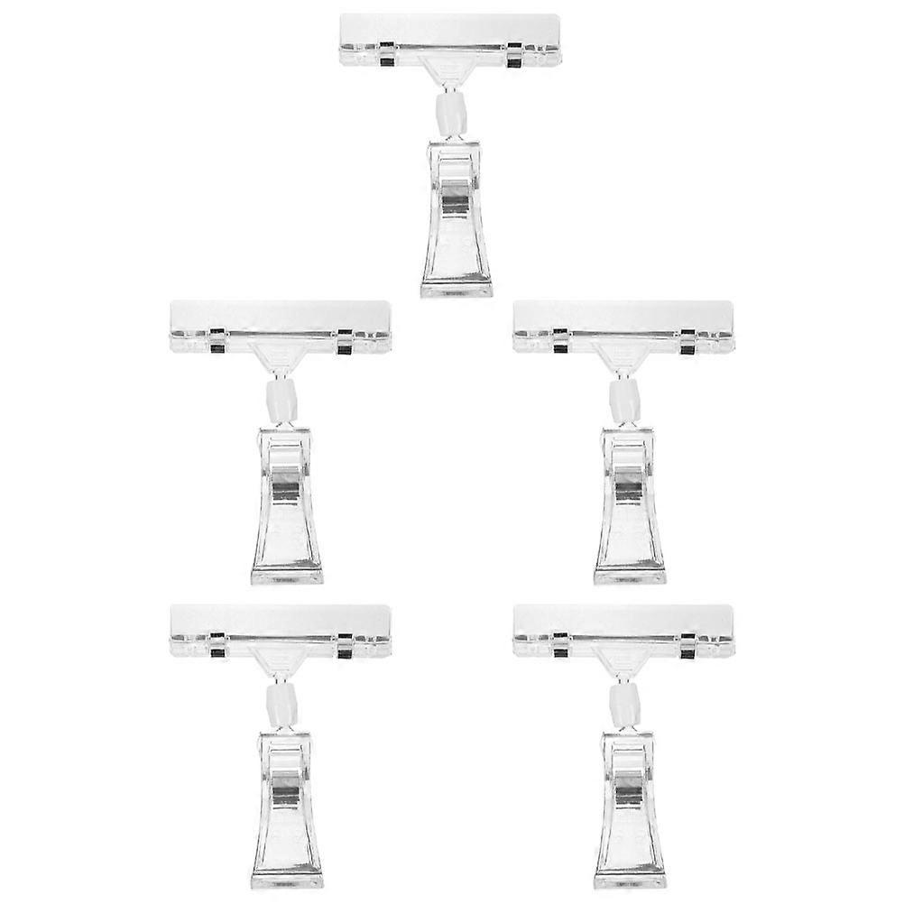 Memo Clip Sign Holder Transparent Plastic For Display 5Pcs