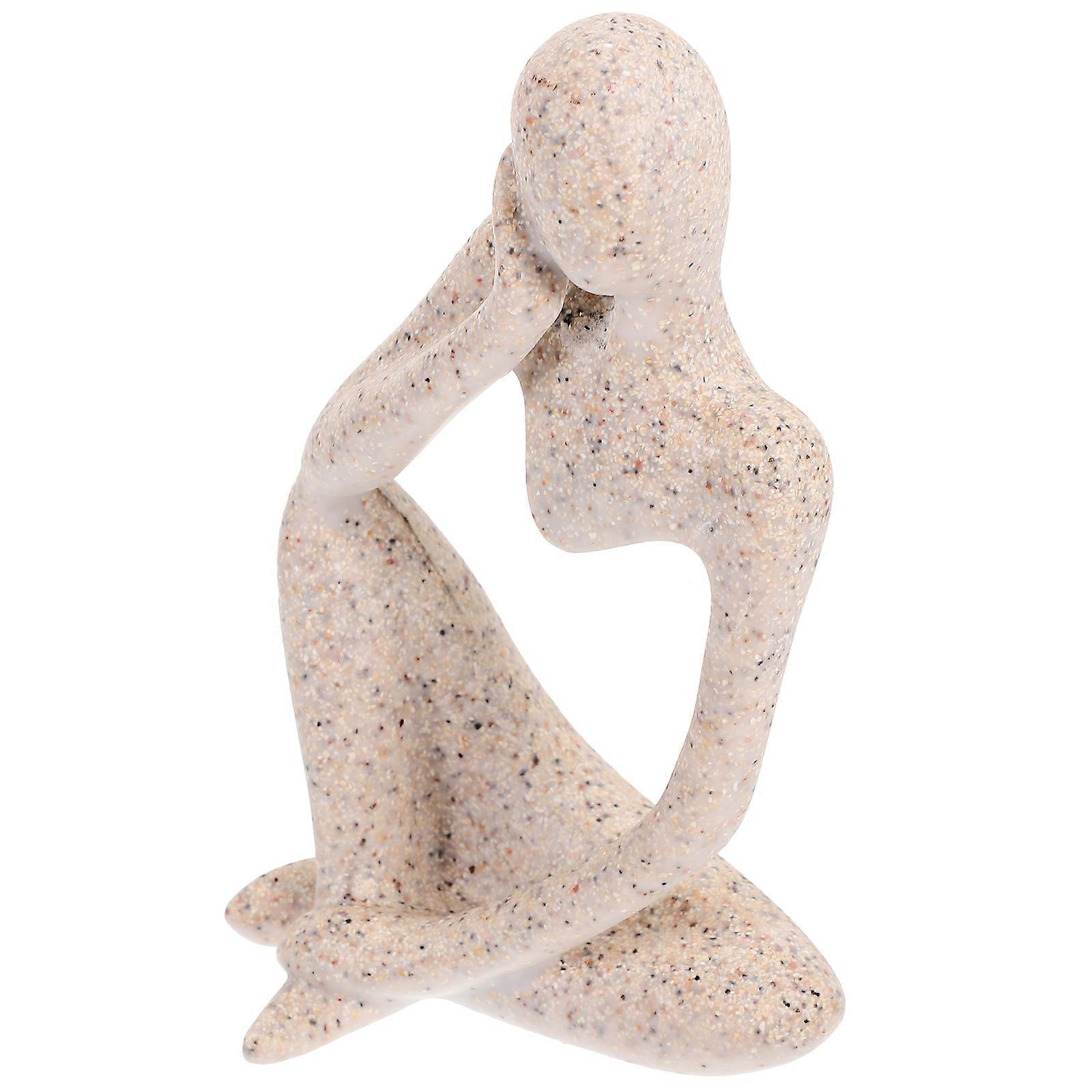 Abstract Thinker Statue Modern Style Bookshelf Decor Light Yellow 9x5.6x12.5cm 1Set