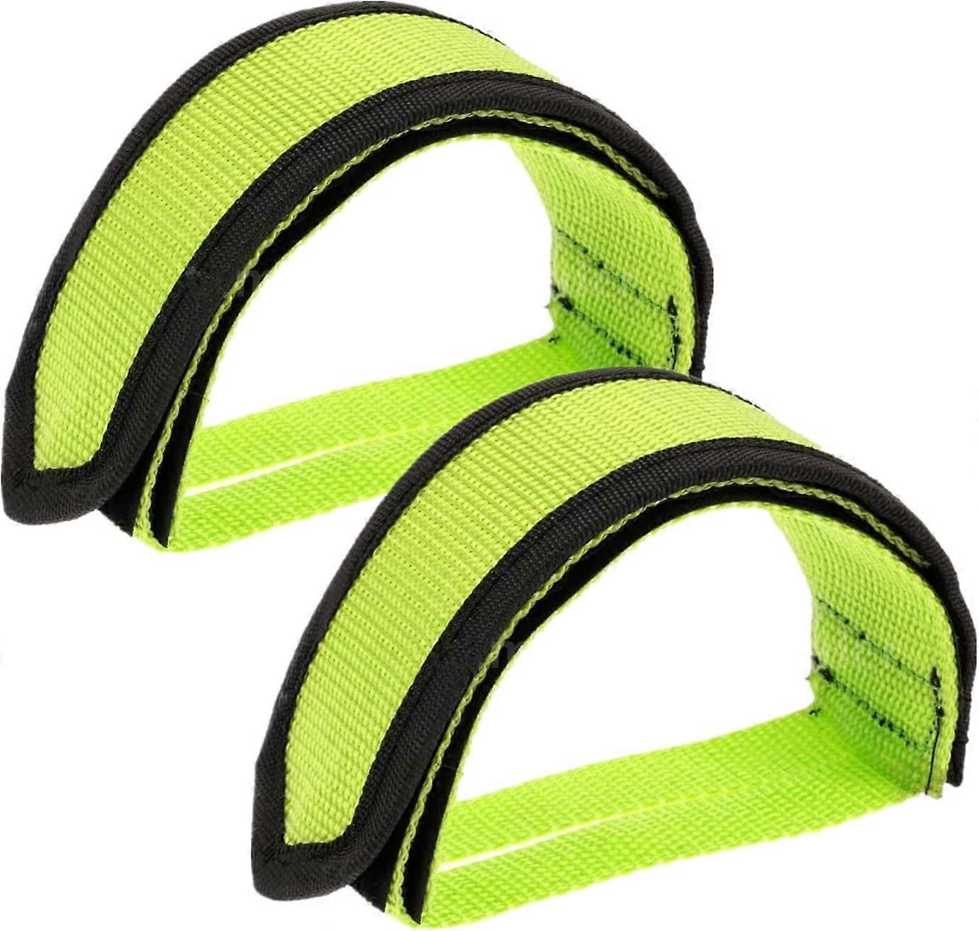 1 Pair Adjustable Non-Slip Nylon Bike Pedal Straps, Toe Clips for MTB Bicycle, Universal Fit, Green Color