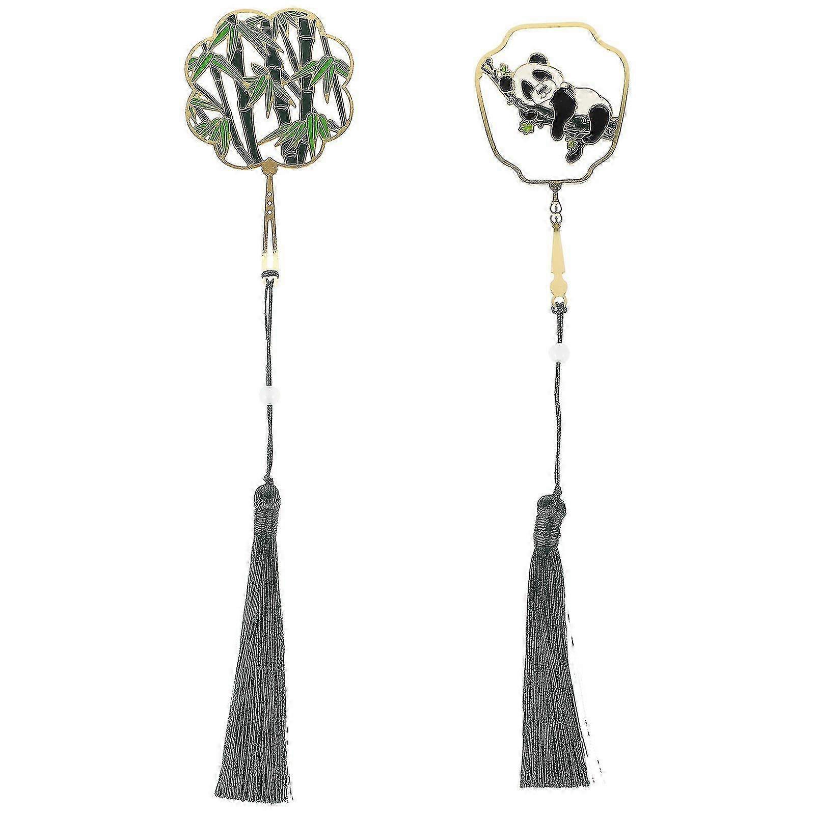 2pcs Delicate Panda Bookmark Metal Book Mark with Portable Tassel