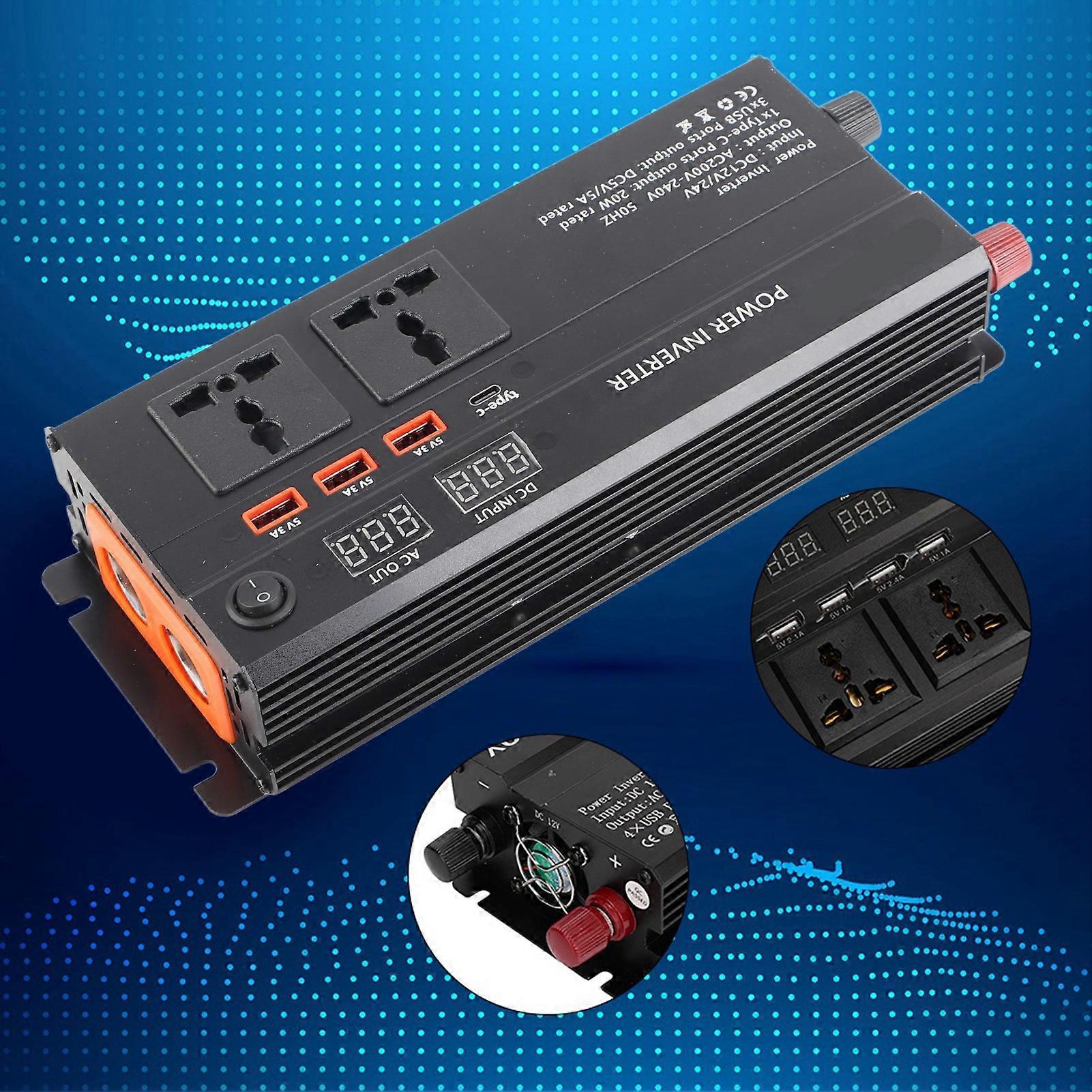 4000W DC 12/24V to AC LCD Display Car Modified Sine Wave Power Inverter Converter