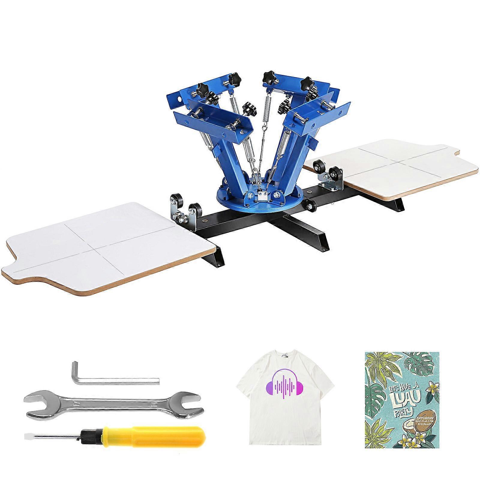 Screen Printing Machine, 4 Color 2 Station,21.2 x 17.7in / 54 x 45cm Screen Printing Press, for DIY T-shirt Printing