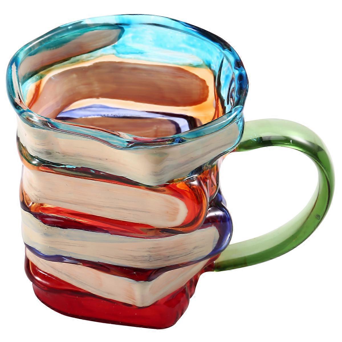 3D Book Stack Coffee Mugs,Painted Book Mug, Books Stack Coffee Cup