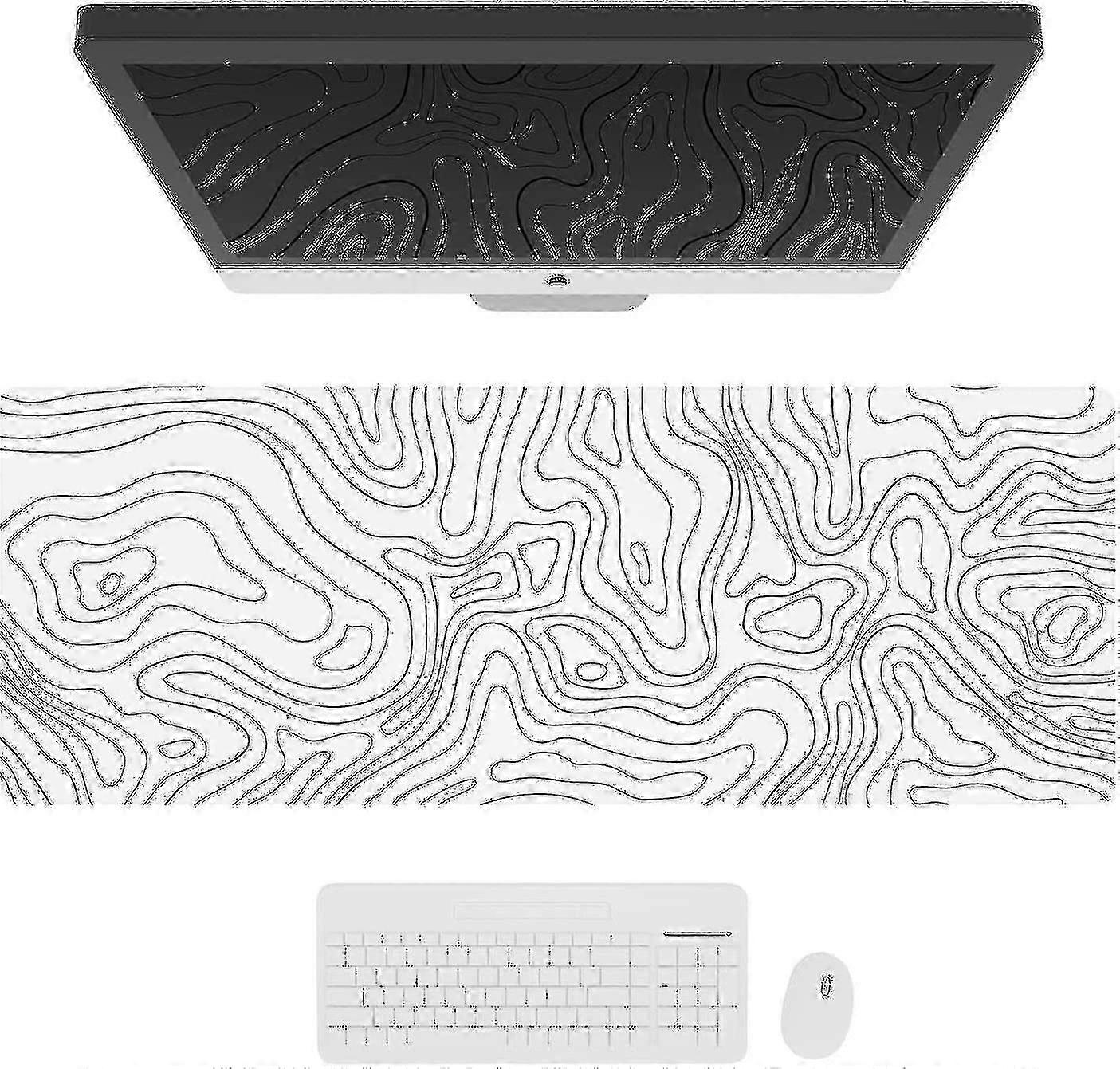 لوحة ماوس كبيرة للألعاب بحواف مخيطة ، سجادة مكتب للخريطة الطبوغرافية بسيطة ، لوحة ماوس XL ممتدة مع قاعدة مانعة للانزلاق