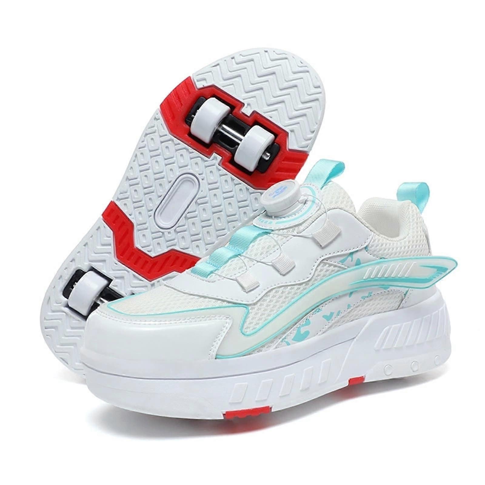 Chaussures à roulettes pour filles avec boucle pivotante, roues rétractables, patins à roulettes amovibles, baskets blanches pour garçons taille 39 EU