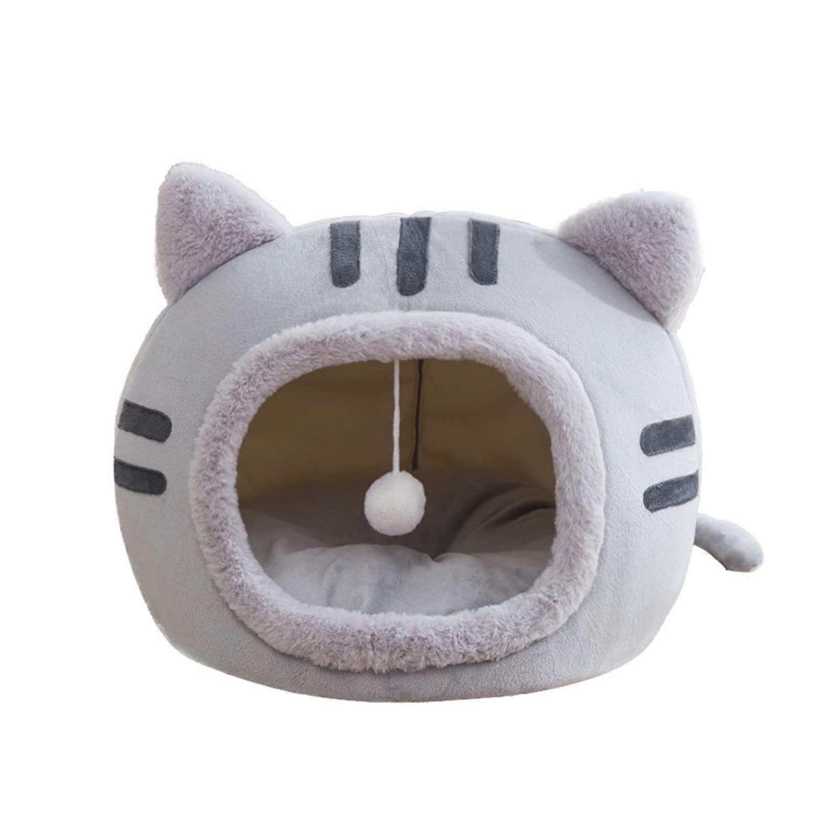 Warm Winter Dog Bed Mat, Cozy Pet Tent for Indoor Use, Small Dog House with Soft Gray Design, Comfortable Cave Nest