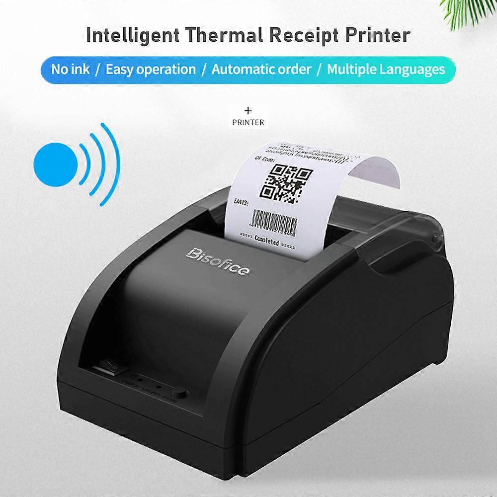 Bisofice Desktop 58mm Thermal Receipt Printer Wireless Barcode Printer USB+BT Connections with 1 Roll Paper Inside Support ESC Command Cashbox Connec