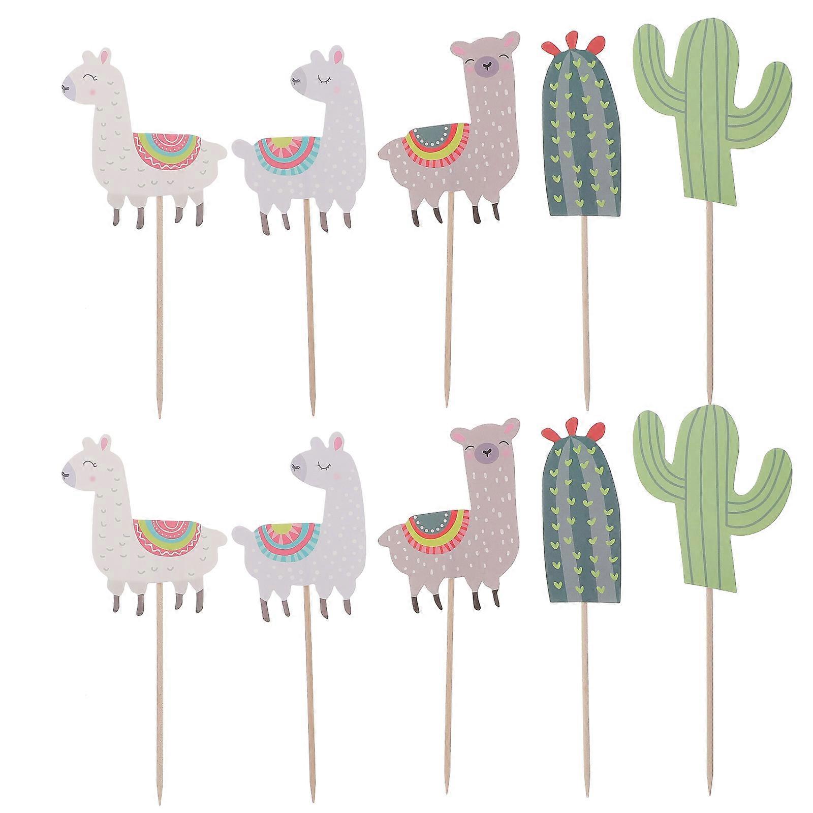 Happy Birthday Cake Insert Toppers Alpaca Cake Decorating Supplies 40Pcs