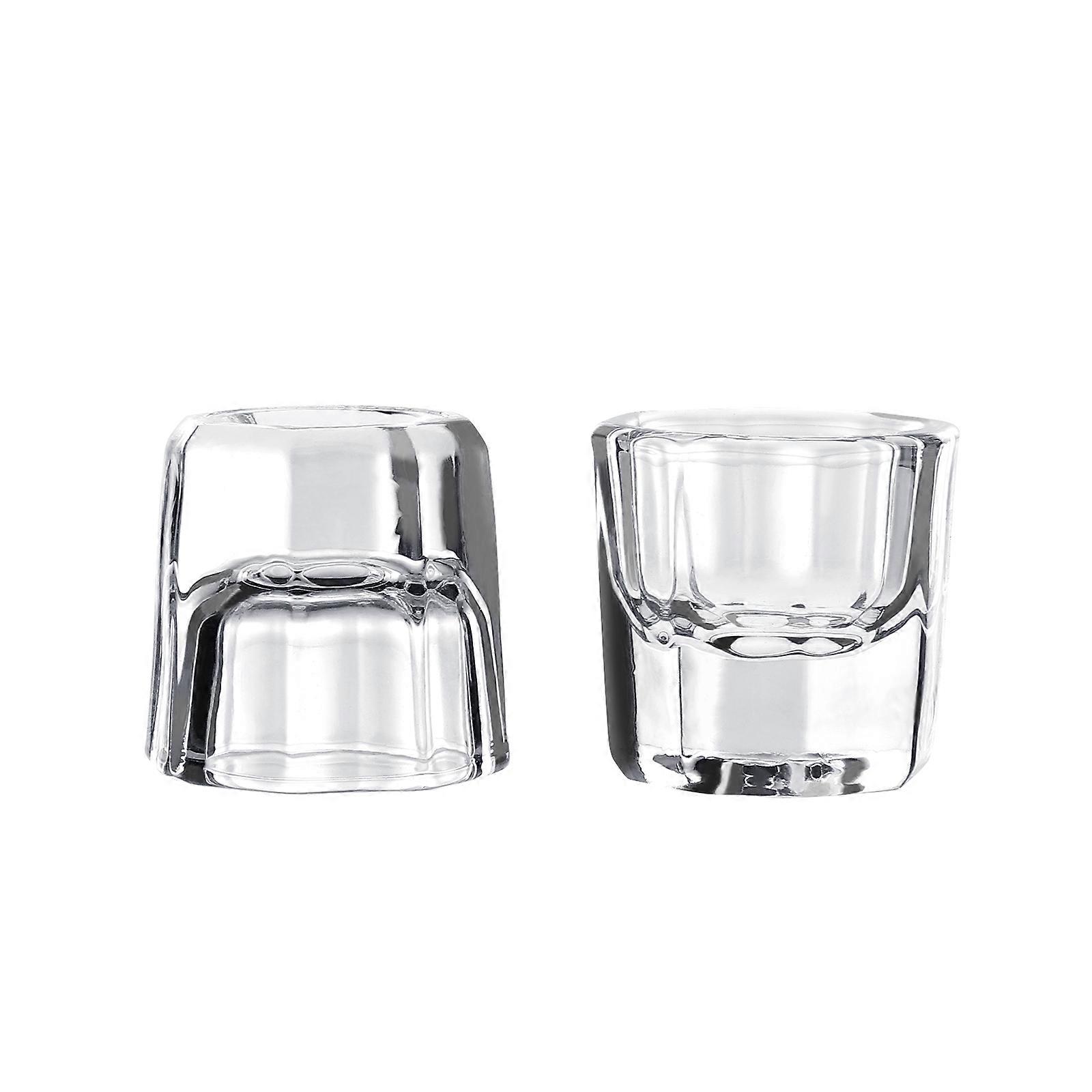 FRCOLOR 2Pcs Manicure Glass Crystal Cups Liquid Holder Container Tint Bowl Nail Styling Tool Equipment Tools Without Cover