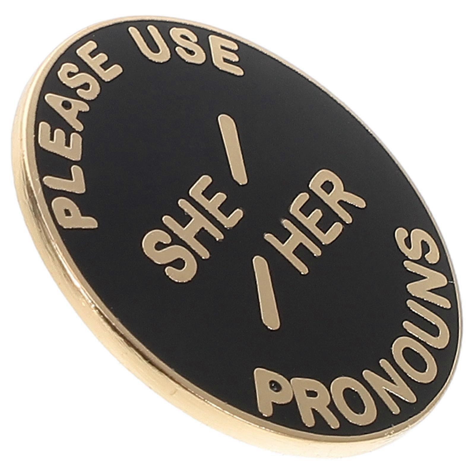 Pronoun Pin Circular Hard Button Express Gender Identity Assorted Color 2.30X2.30X1.00CM Alloy 1Set