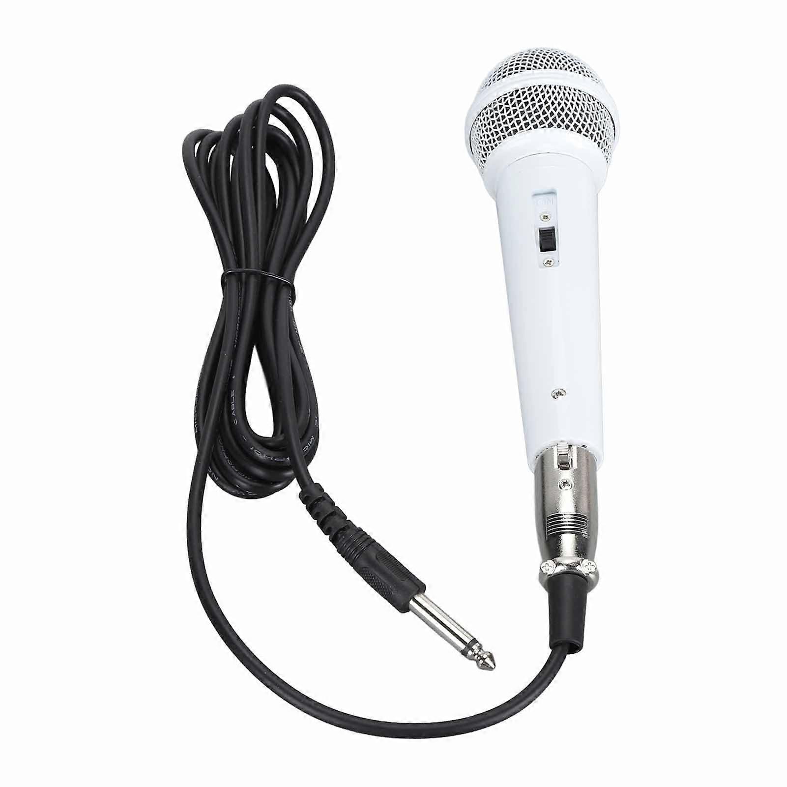 Hand Wired Microphone, Dynamic Vocal Mic with 6.35 mm Jack, Clear Sound Quality, Ergonomic Microphone for Singing Speaker Meeting (White)