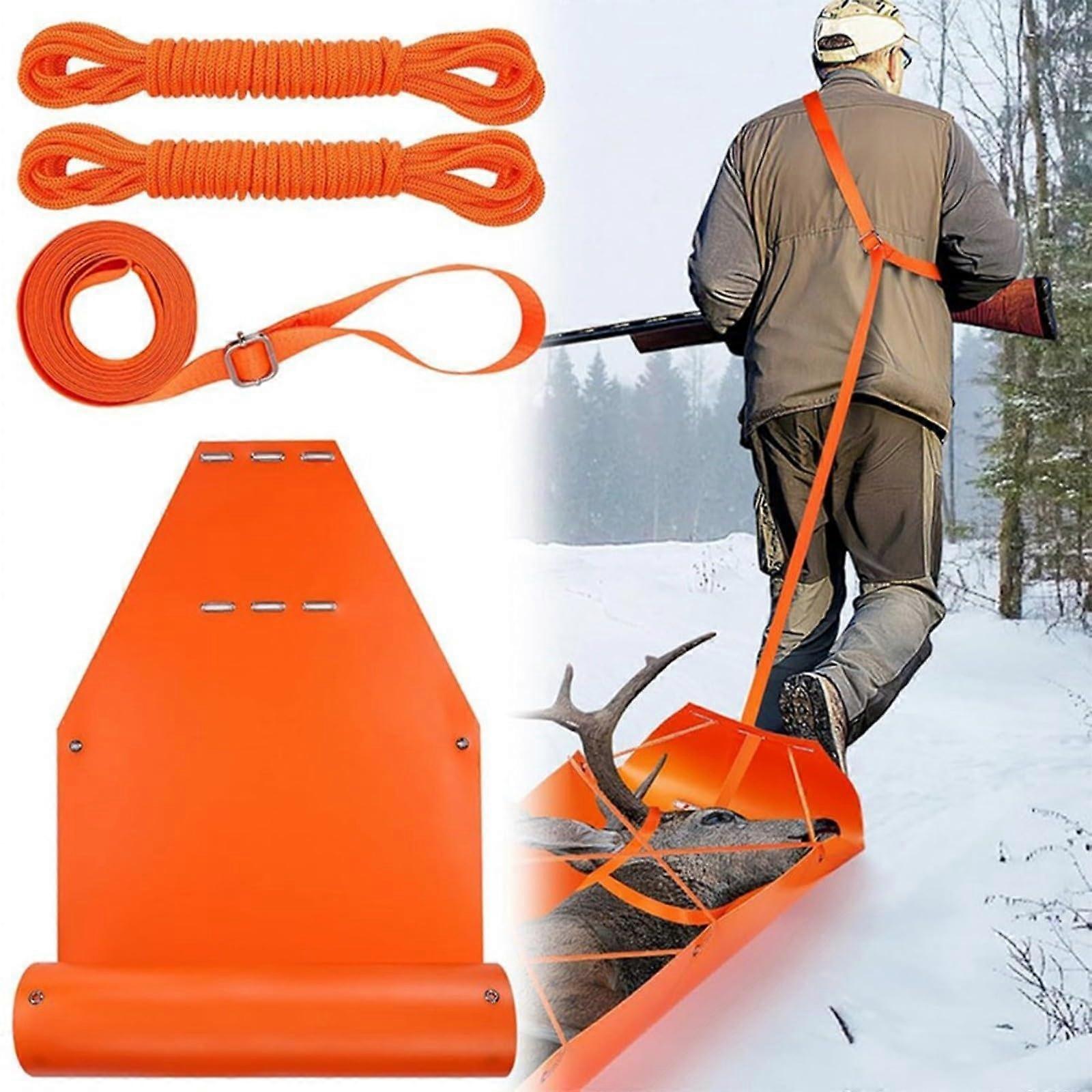 重型鹿拖拉雪橇狩猎抗撕裂滑动工具加厚鹿拖拉雪橇,用于斜挎牵引,用于冰钓,狩猎游戏,木柴