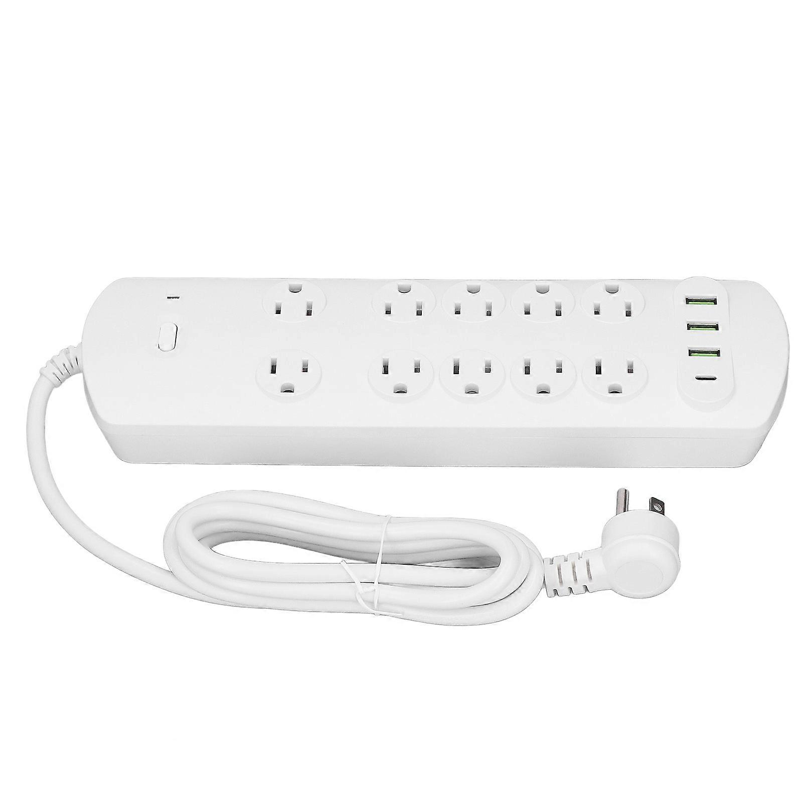 Multifunctional Power Strip 2500W 10 Standard 3 Plug Interface 3 USB 1 PD Port Power Socket 100‑