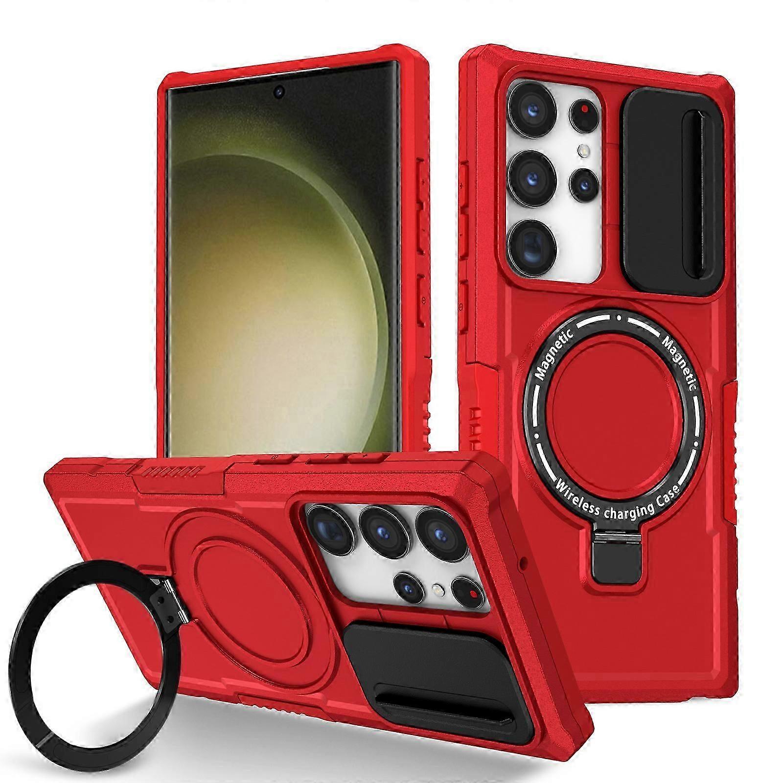 لجراب سامسونج جالاكسي S24 الترا مغناطيسي متوافق مع MagSafe ، جراب مقاوم للصدمات للحماية العسكرية S24 Ultra مع مسند