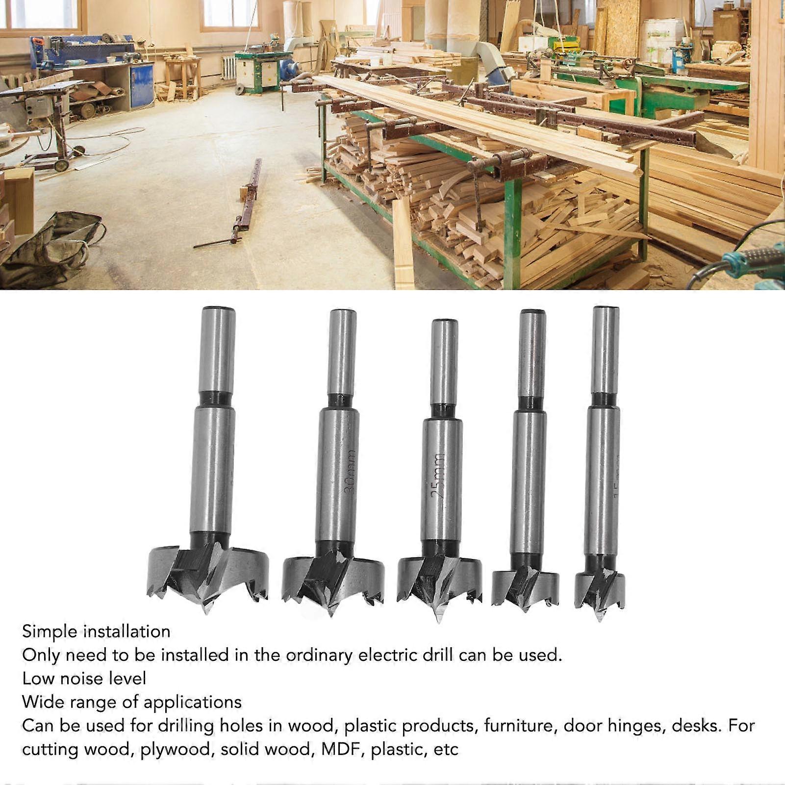 5pcs Forstner Bit Set Professional Multitooth Flat Wing Drill Bits for Woodworking Hole Saw Punching