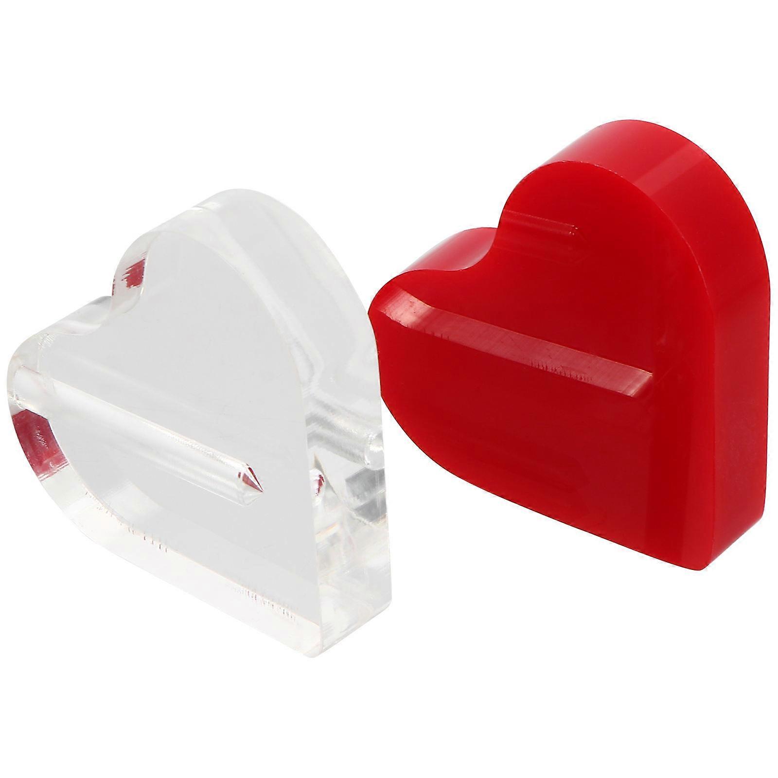 Acrylic Heart Shape Rose Display Stands for Decor Red Color Stable Support 2pcs